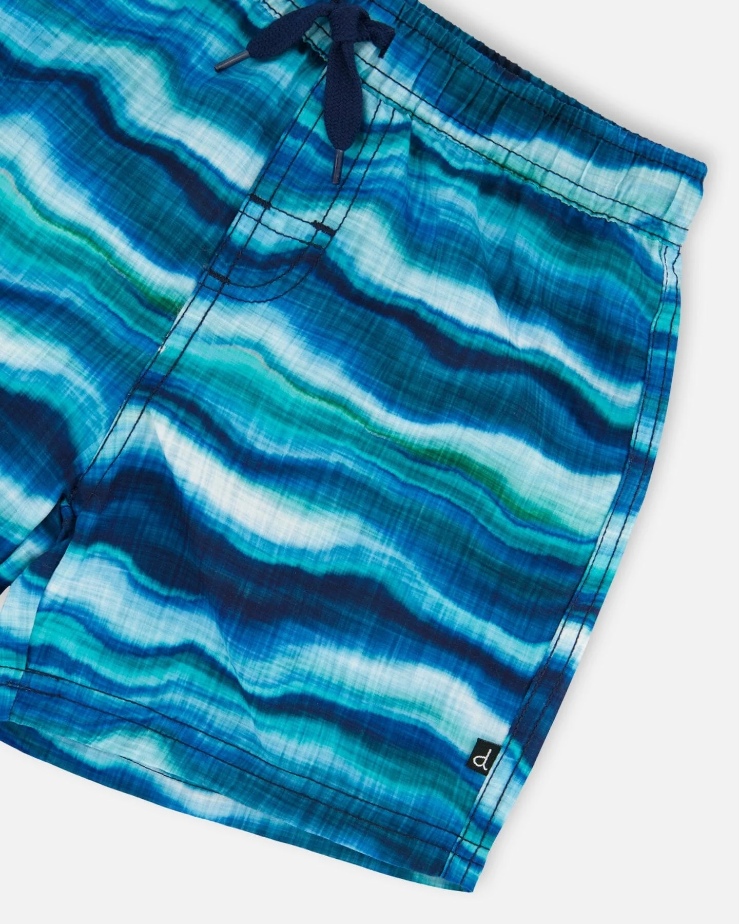 Printed Boardshorts Blue Wave And Black - Deux par Deux