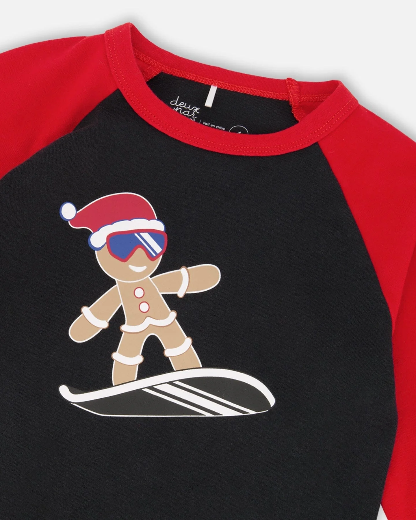 Two-Piece Organic Cotton Pajama Set Black Cookie Print - Deux par Deux