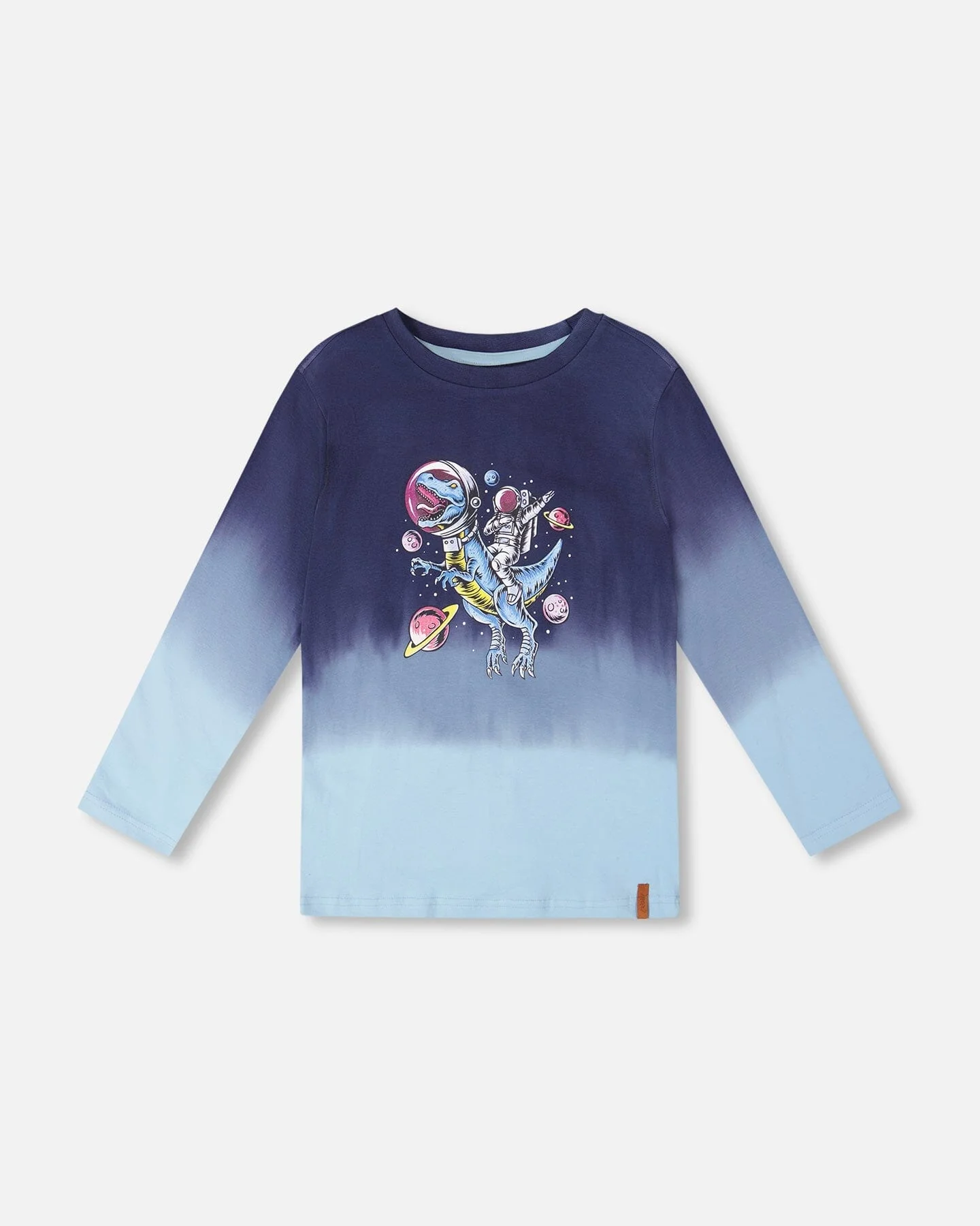 Long Sleeve Organic Cotton Gradient Jersey Tee Blue - Deux par Deux