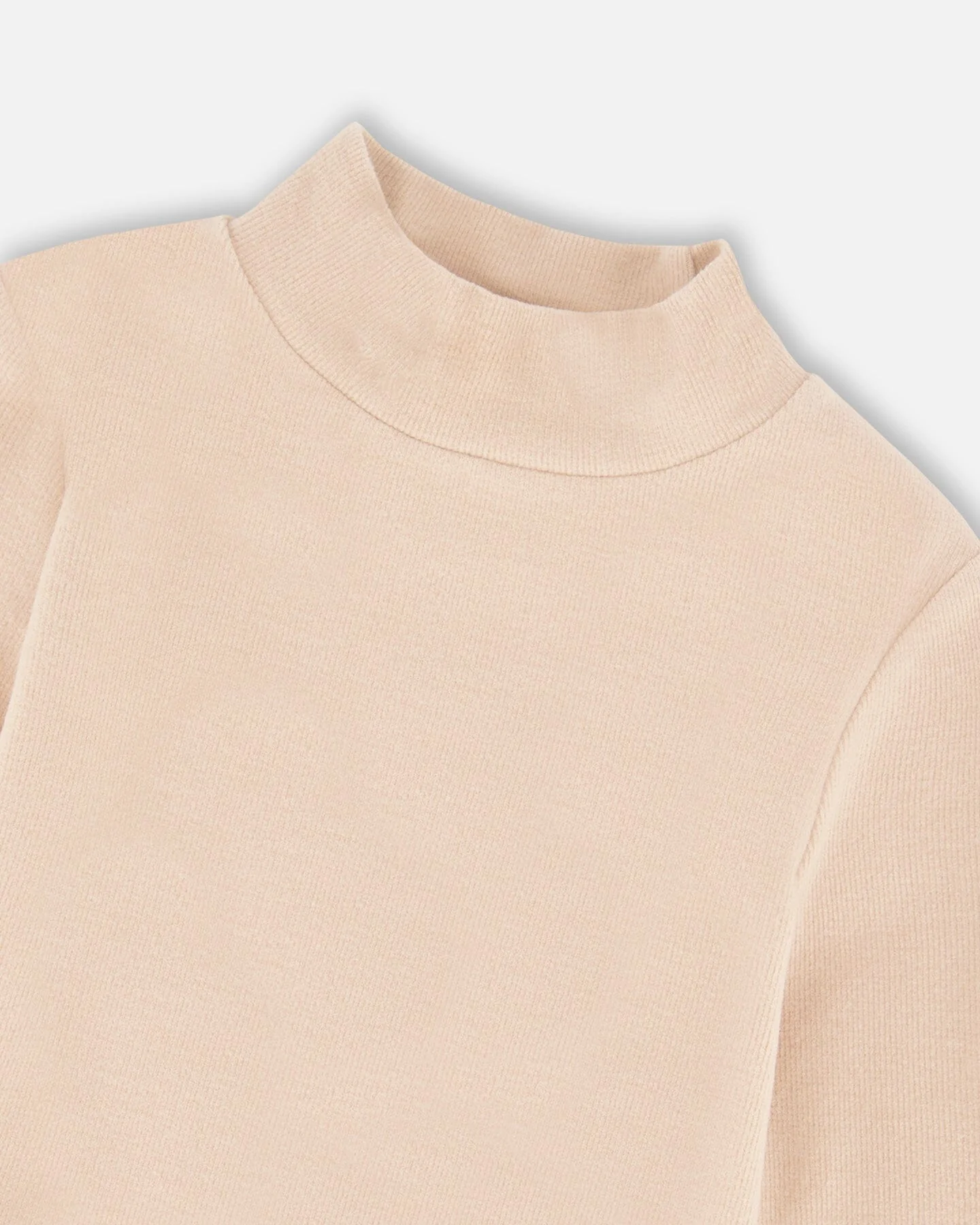 Super Soft Ribbed Mock Neck Top Light Caramel - Deux par Deux