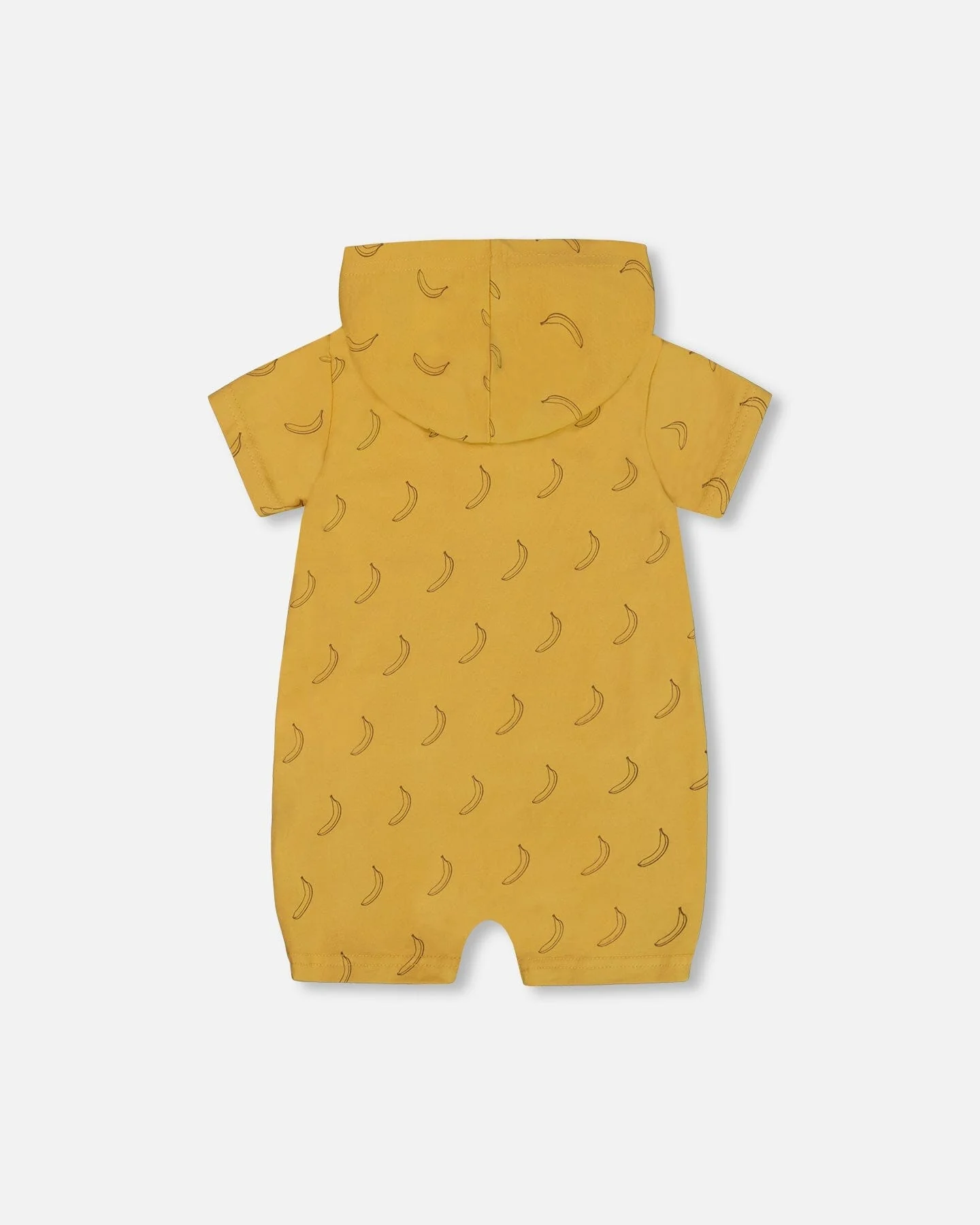 Printed Organic Cotton Hooded Romper Yellow Bananas - Deux par Deux