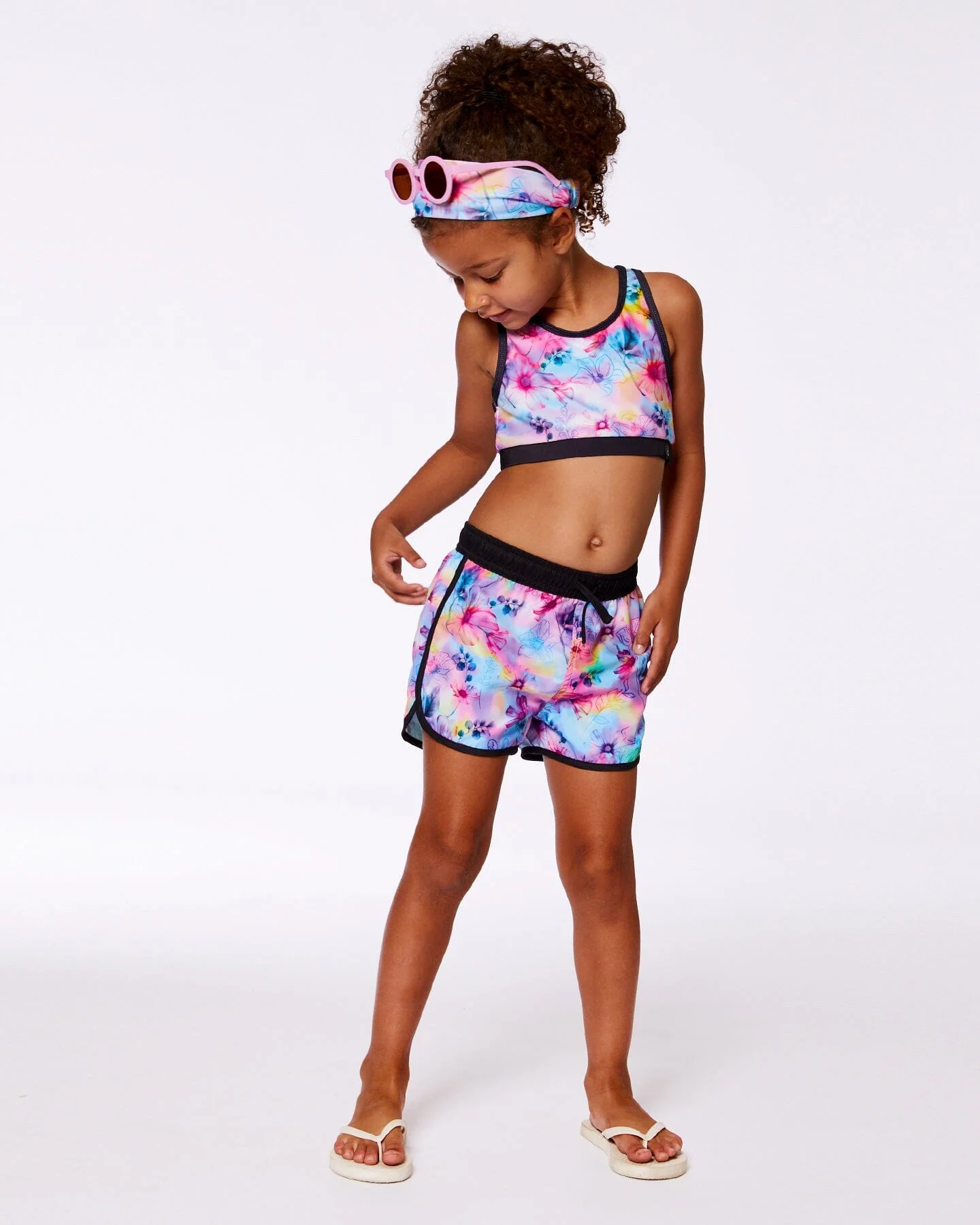 Printed Swim Shorts Butterflies On Multicolored And Black Background - Deux par Deux