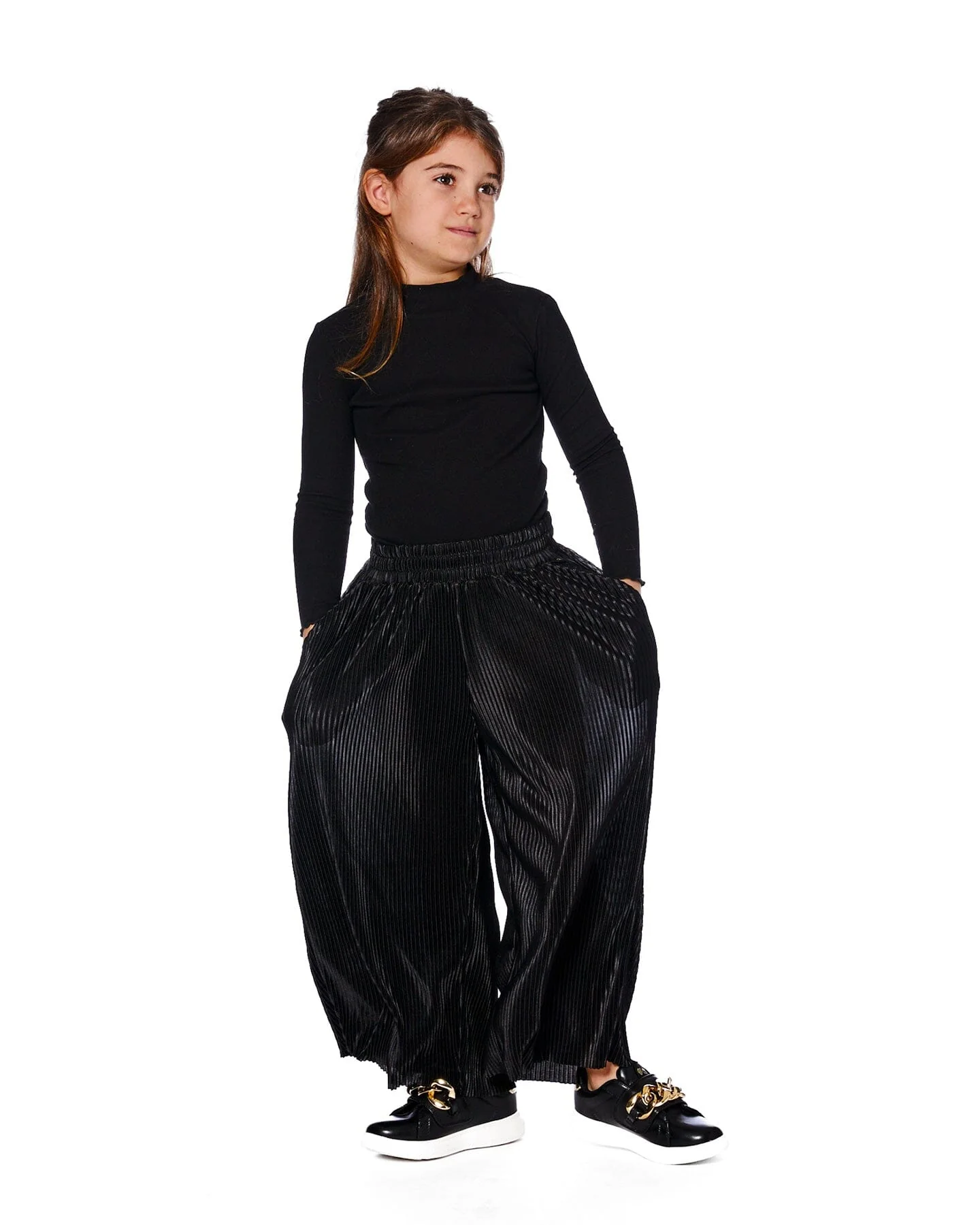 Wide Leg Pleated Pants Black - Deux par Deux