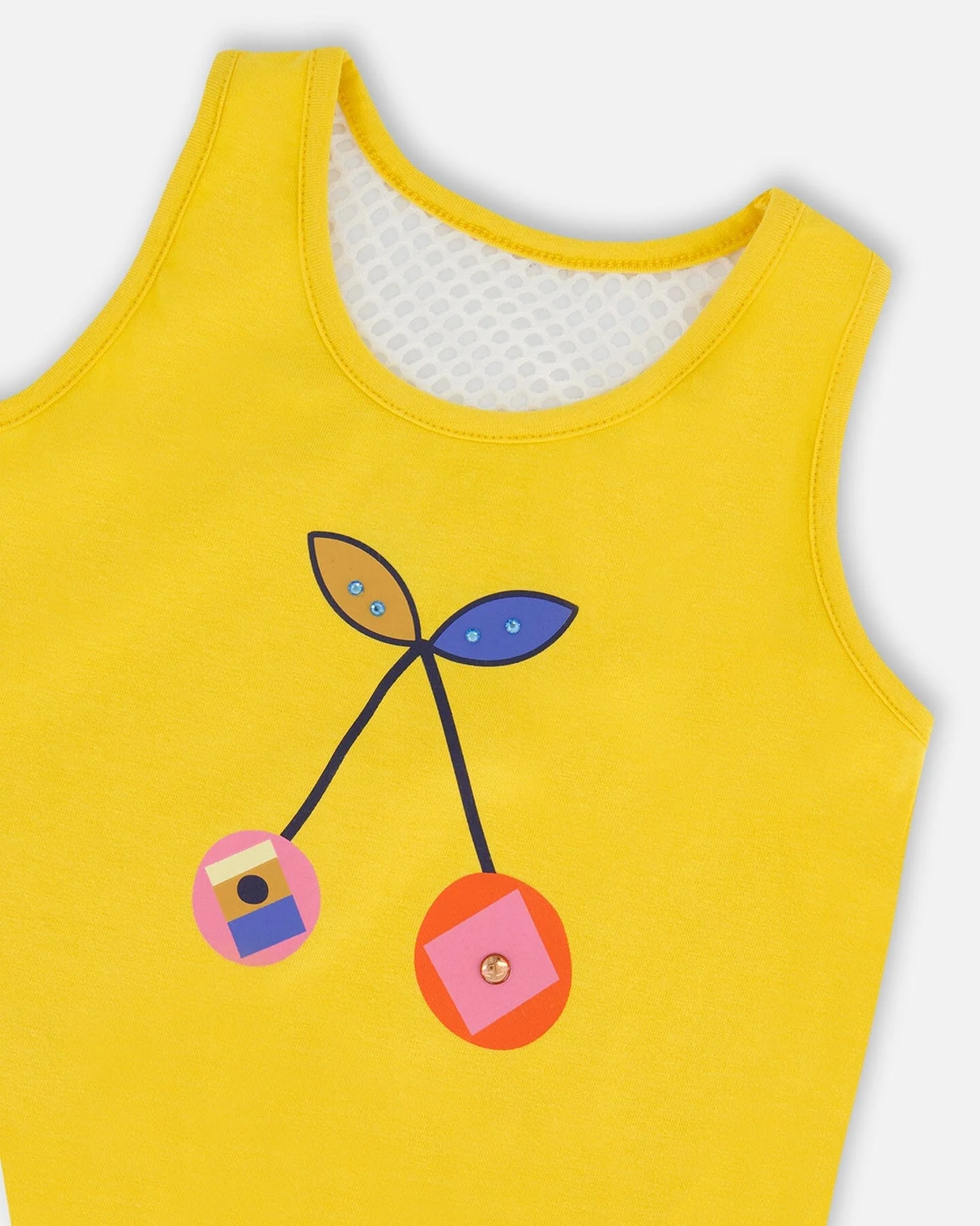 Organic Cotton Tank Top Yellow And Cherries - Deux par Deux