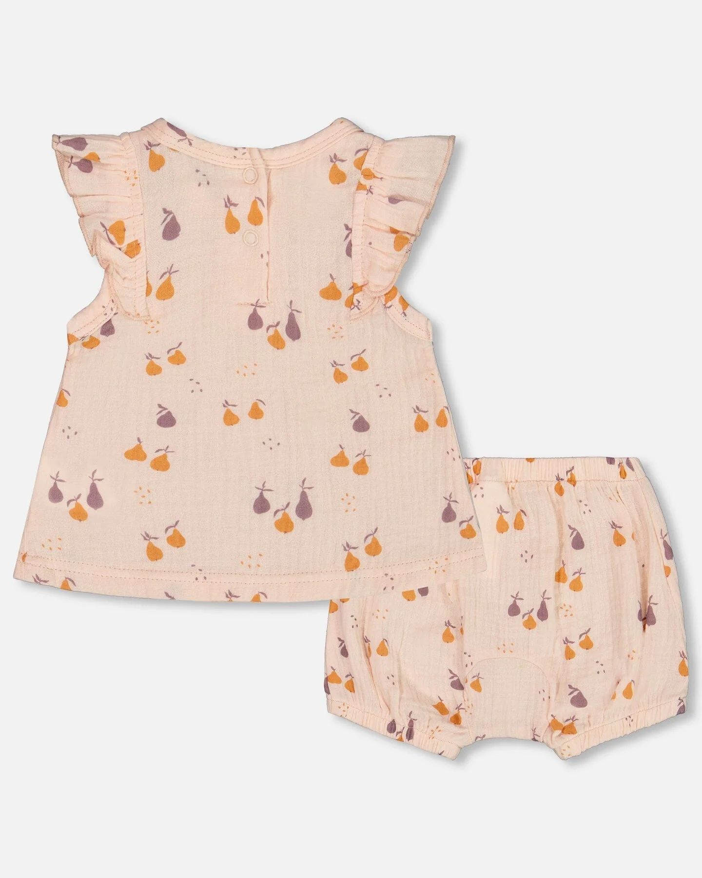 Printed Muslin Top And Bloomer Set Peach With Pears - Deux par Deux