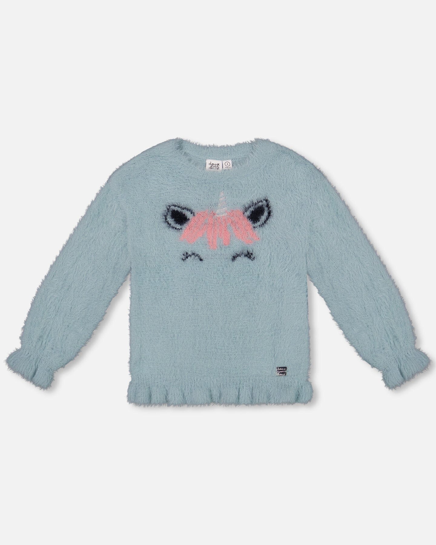 Unicorn Sweater Hairy Knit Turquoise - Deux par Deux