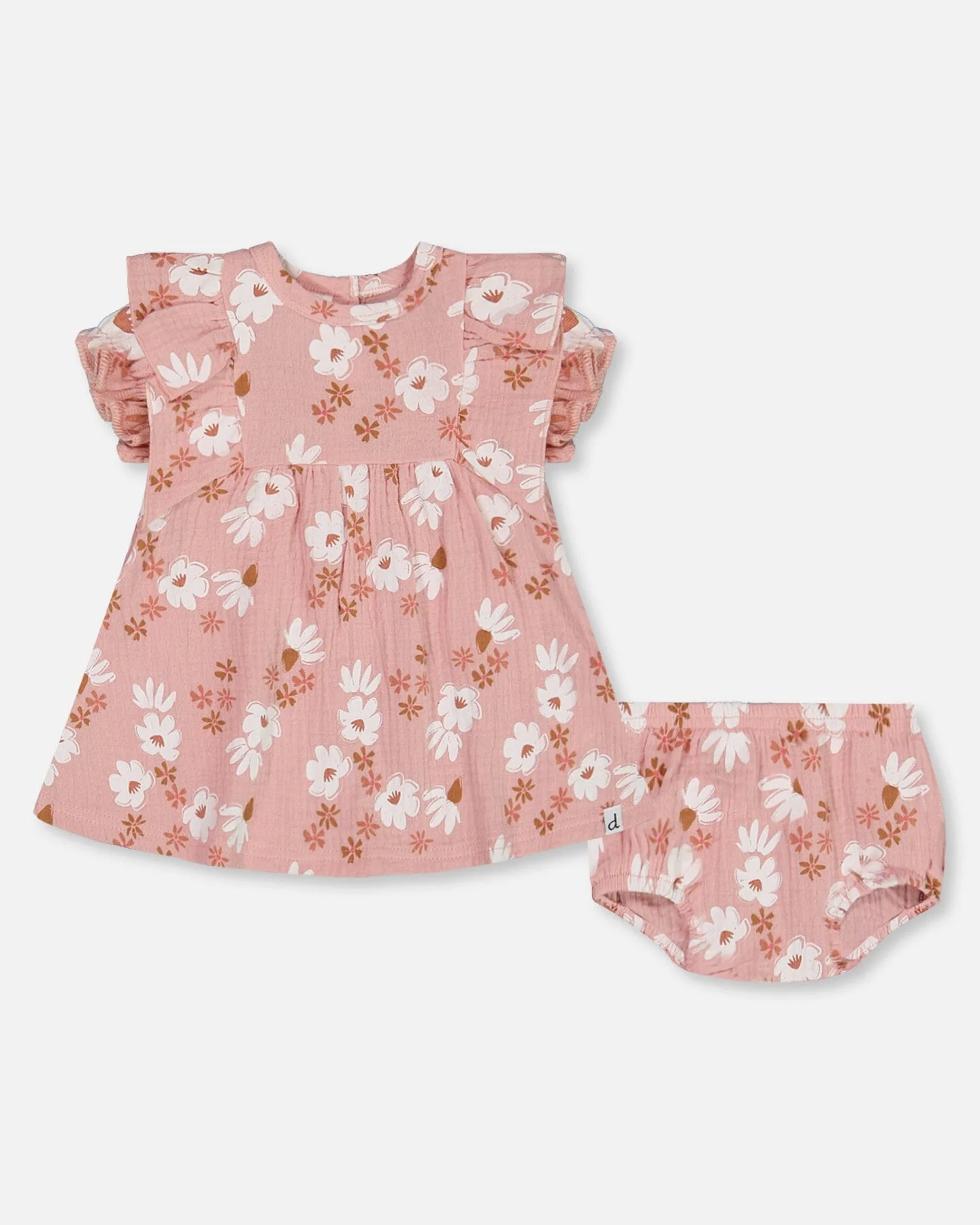 Printed Muslin Dress And Bloomer Set Pink And White Flowers - Deux par Deux