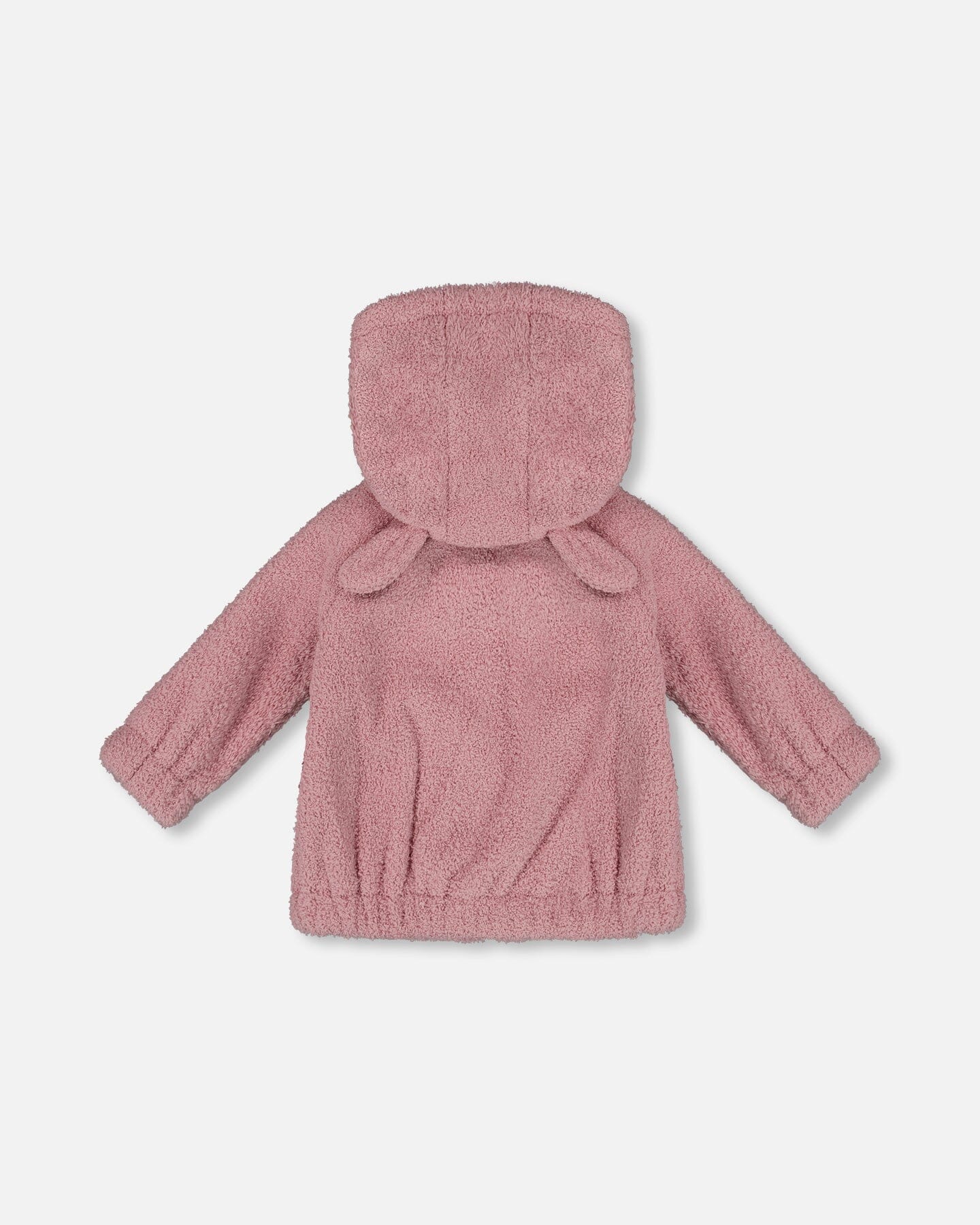 Hooded Full Zip Cat Plush Jacket Dusty Pink - Deux par Deux