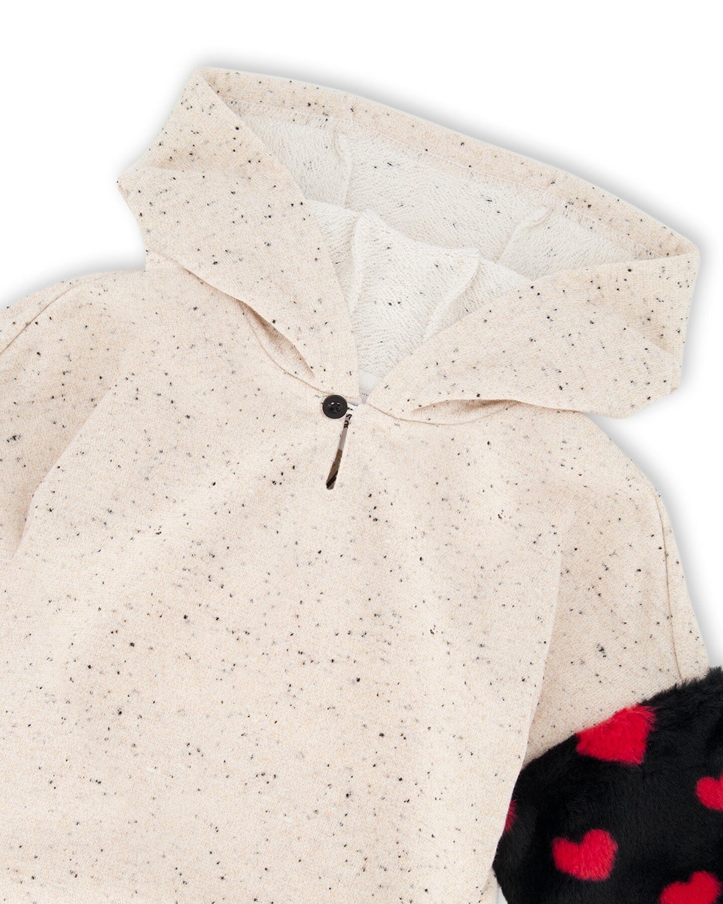 Hooded Glittering French Terry Dress Beige With Heart Bag - Deux par Deux