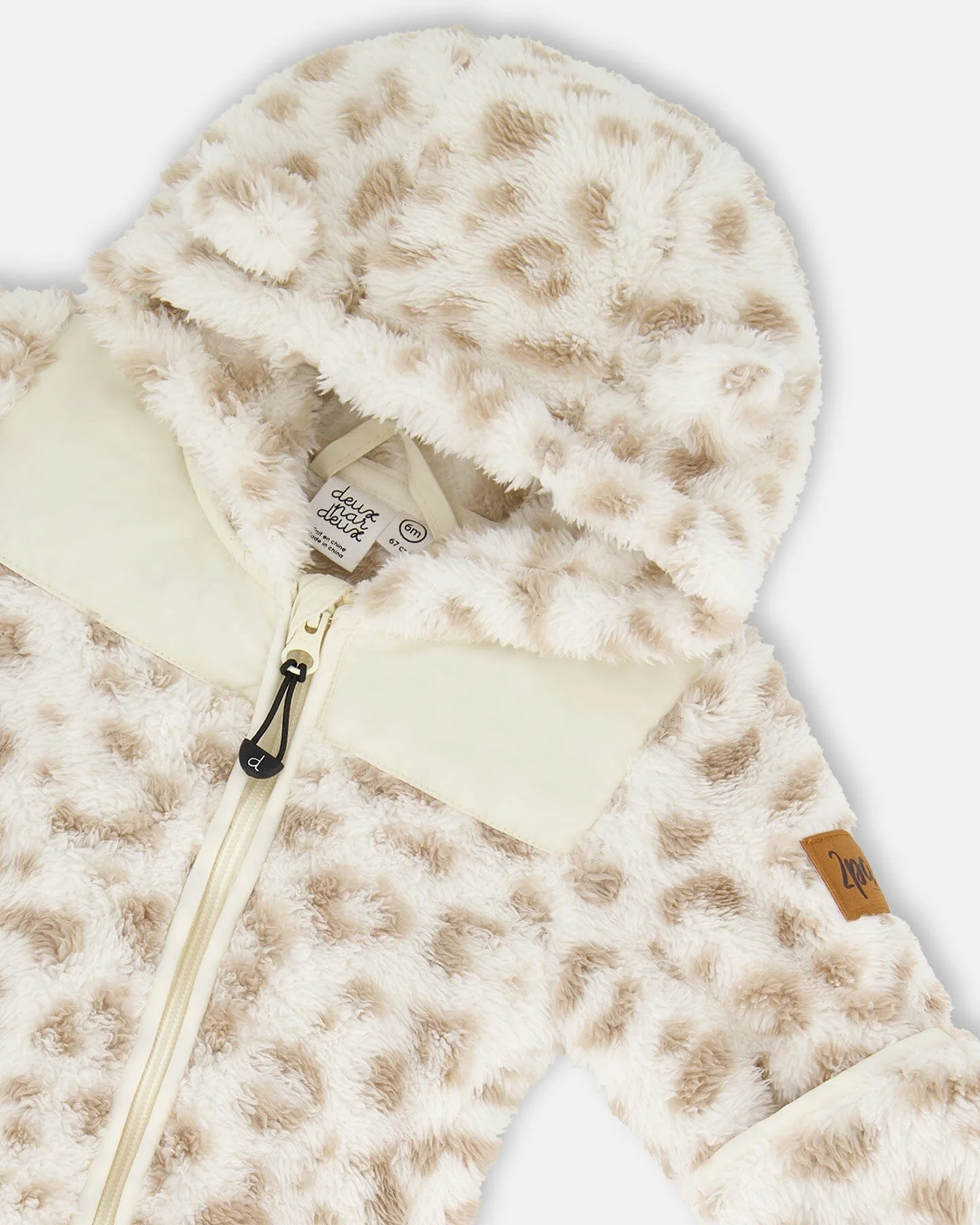 Baby Mid-Season Plush One Piece Outerwear Cream Leopard Print - Deux par Deux