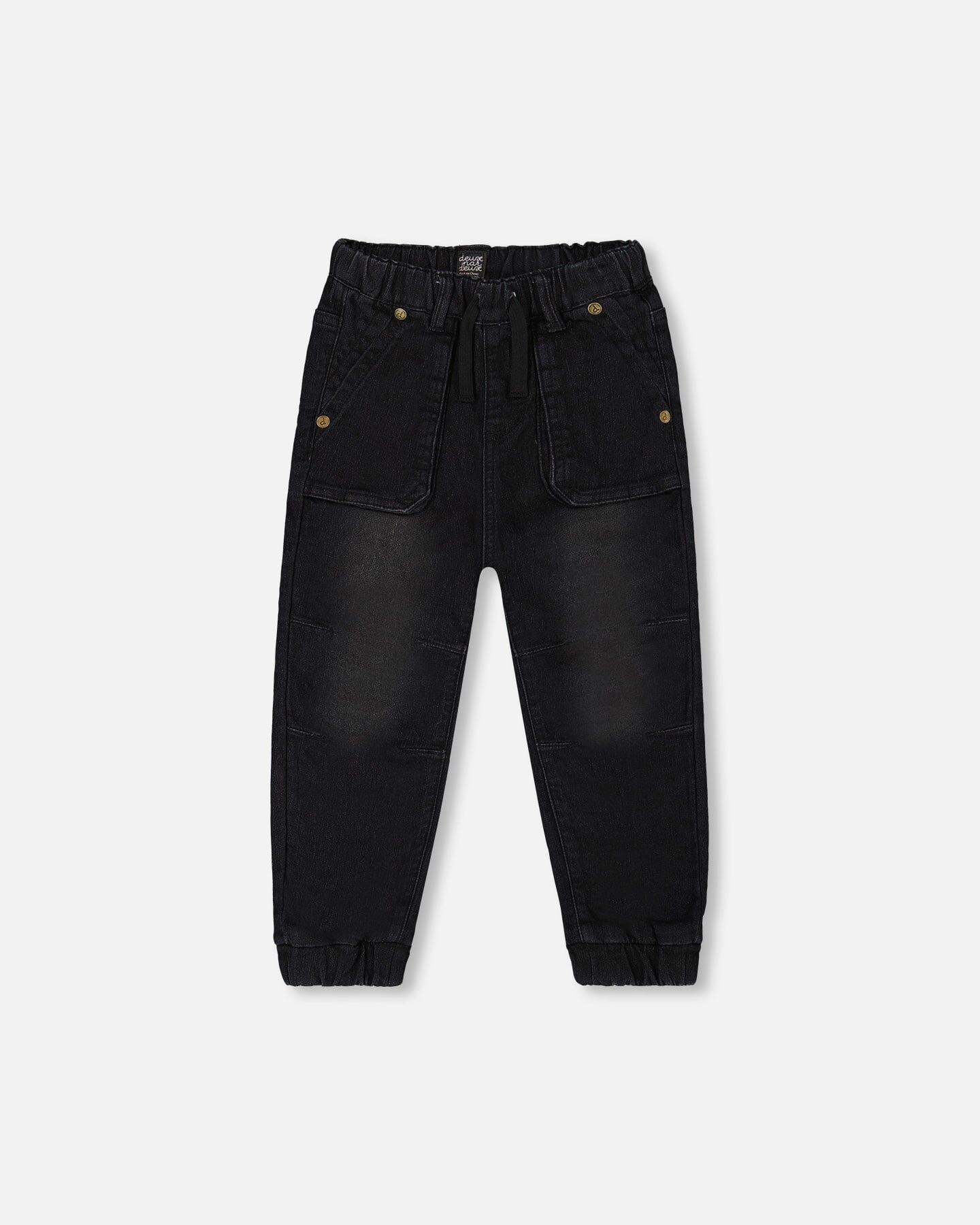 French Terry Denim Jogger Pant Black Jeans - Deux par Deux