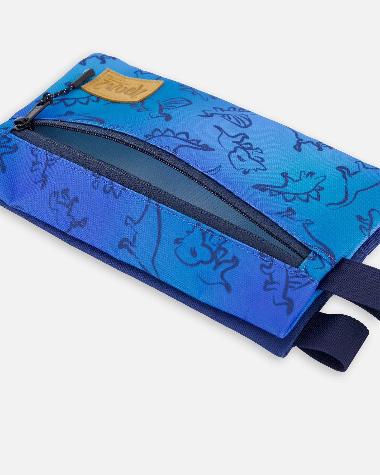 Double Pencil Case Blue Gradient Dinosaur Print - Deux par Deux