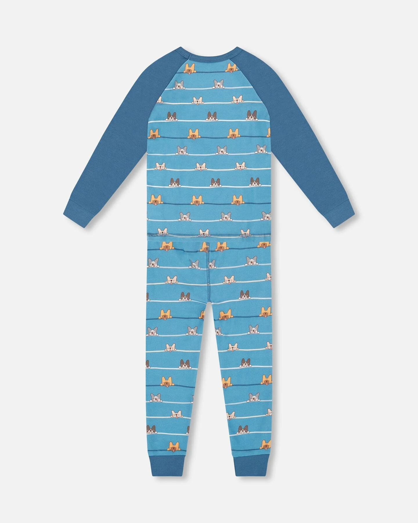 Two-Piece Organic Cotton Pajama Set Blue Dog Print - Deux par Deux