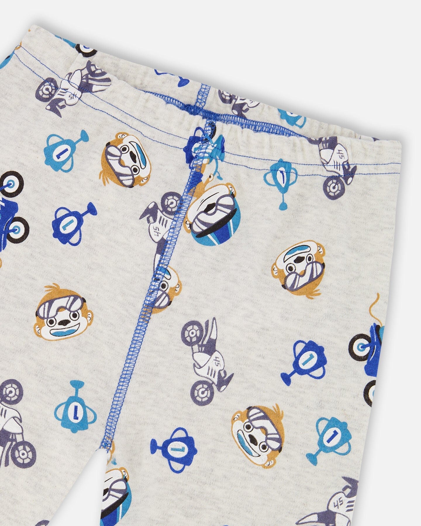 Two-Piece Organic Cotton Pajama Set Beige Monkey Print - Deux par Deux