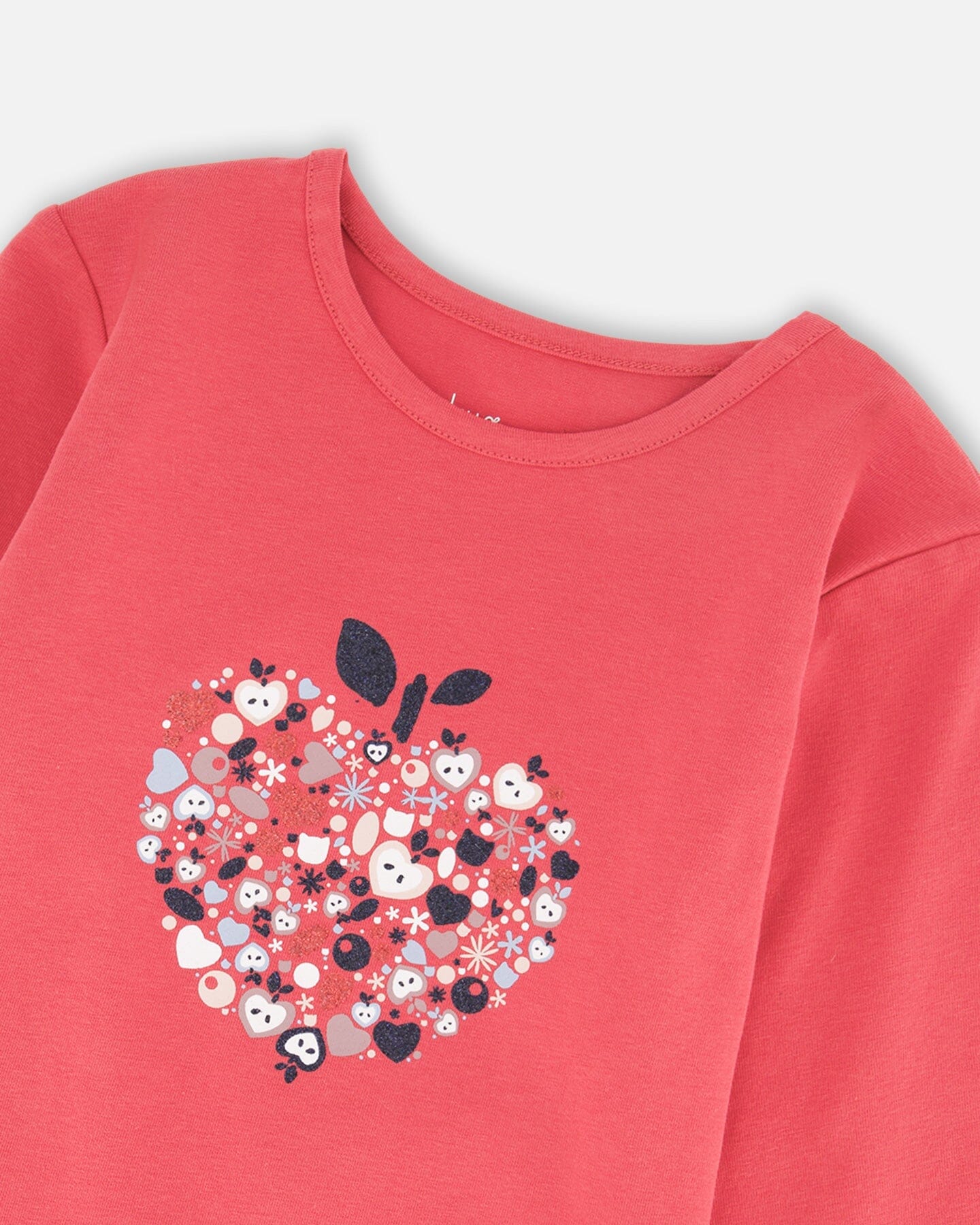 Organic Cotton T-Shirt Red With Mini Apples - Deux par Deux