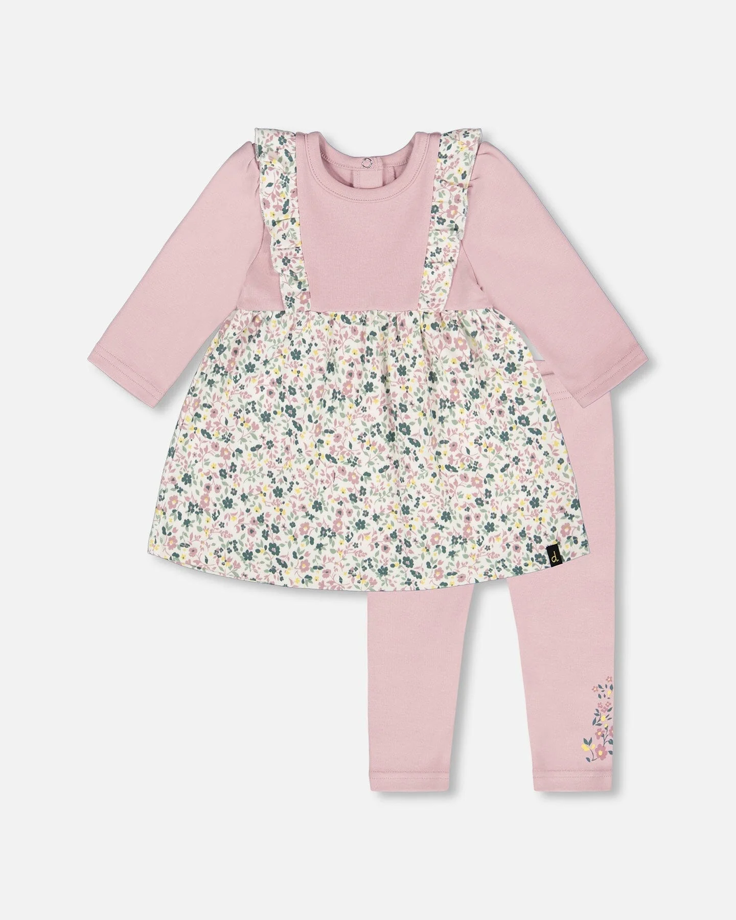 Organic Cotton Bi-Material Tunic And Leggings Set Neutral Purple - Deux par Deux