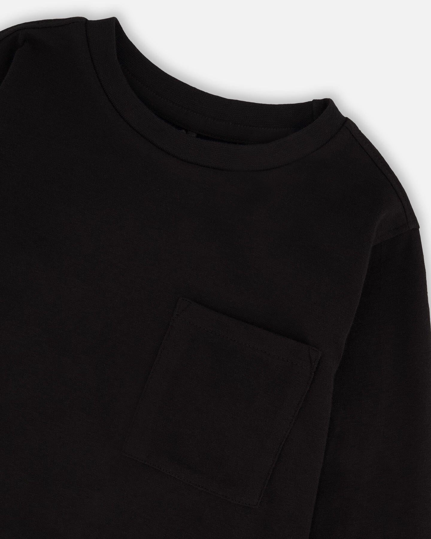 Organic Cotton Jersey Pocket T-Shirt Black - Deux par Deux