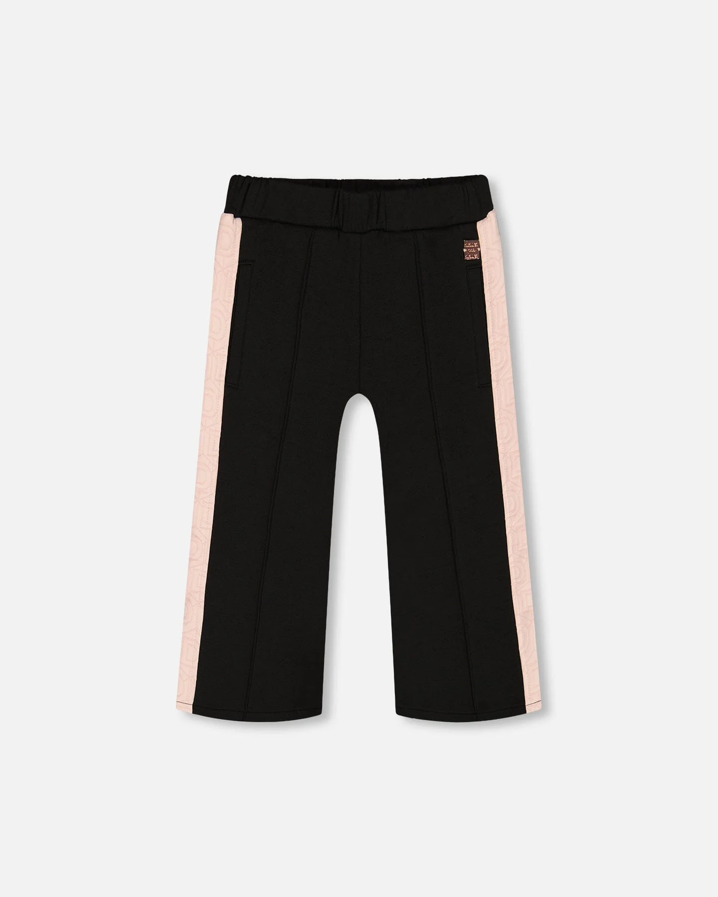 Cropped Wide Leg Pant With Contrast Band Black - Deux par Deux