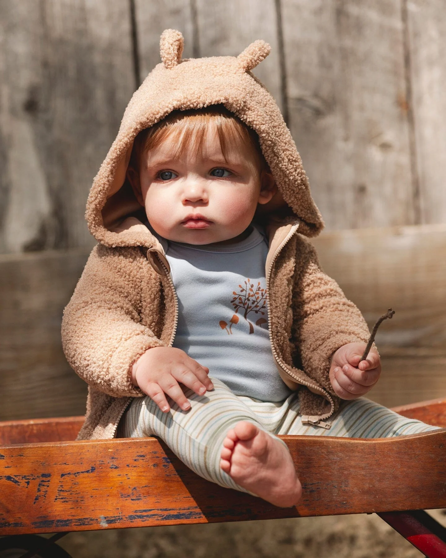 Sherpa Bear Hooded Zip Jacket Brown - Deux par Deux