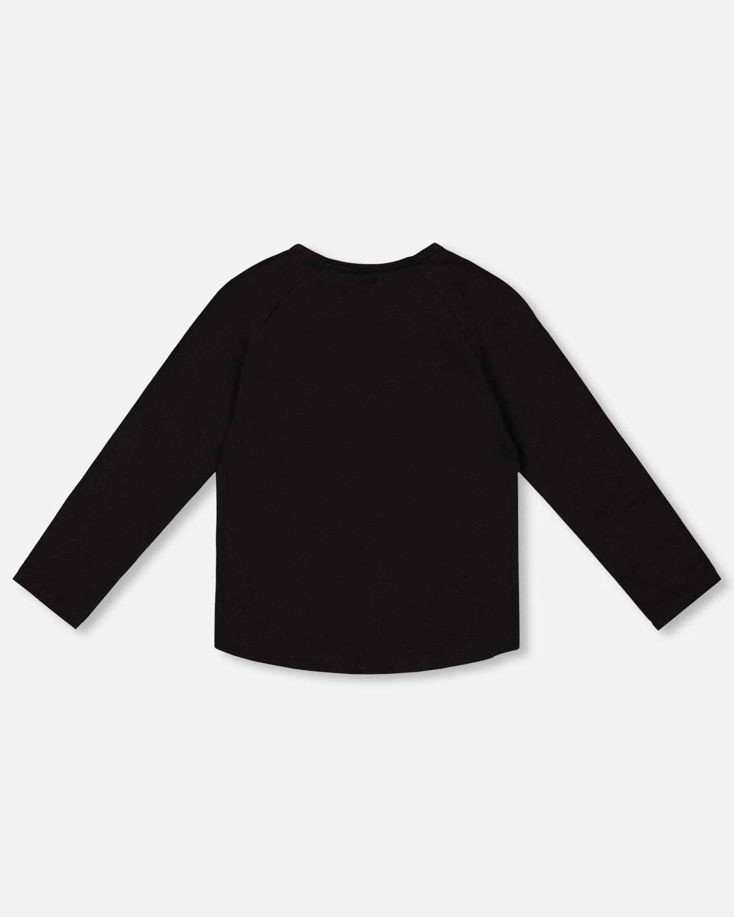 Organic Cotton Long Sleeve T-Shirt Black With Sequin Rainbow - Deux par Deux