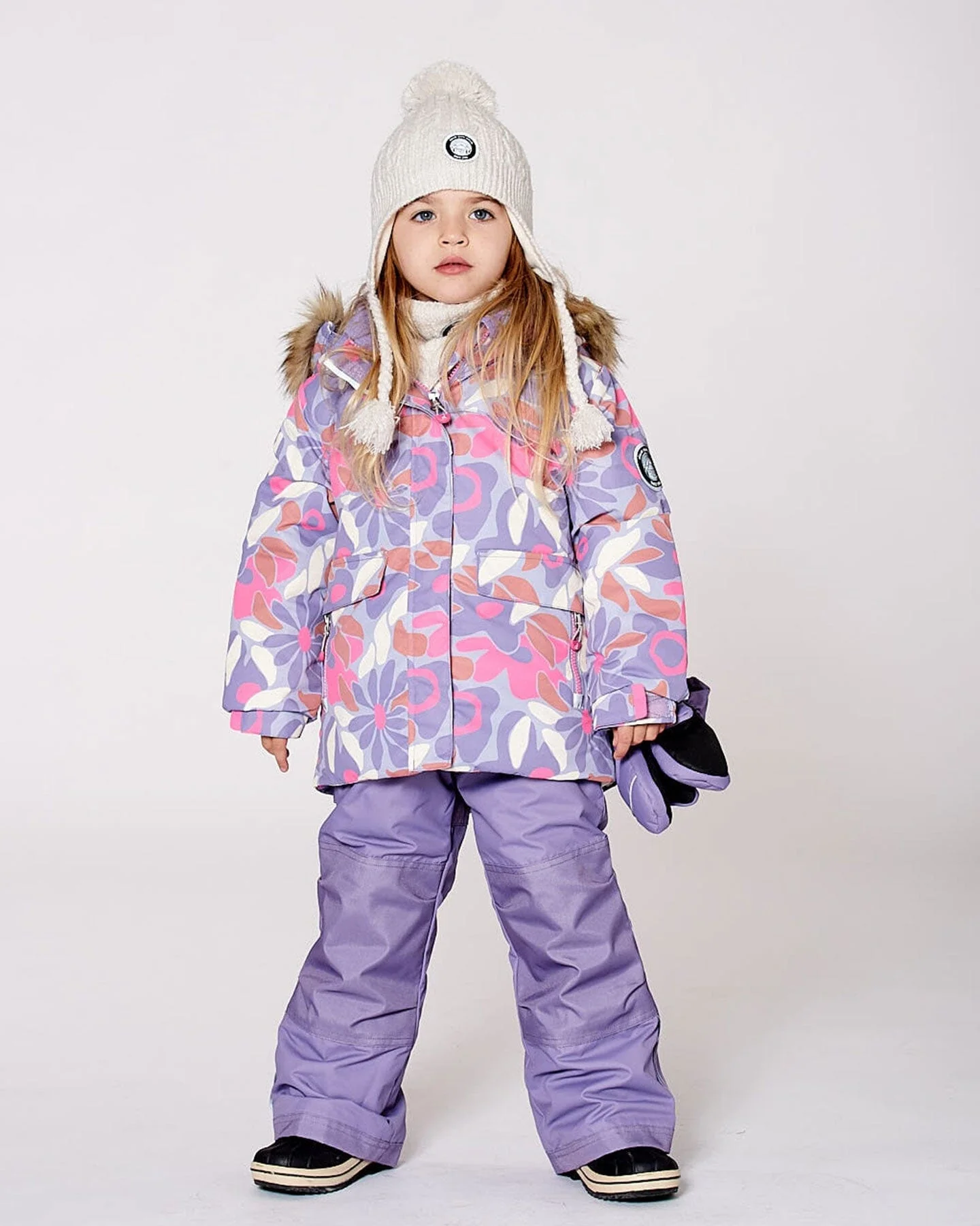 Two-Piece Discover Snowsuit With Printed Jacket Purple Gray - Deux par Deux
