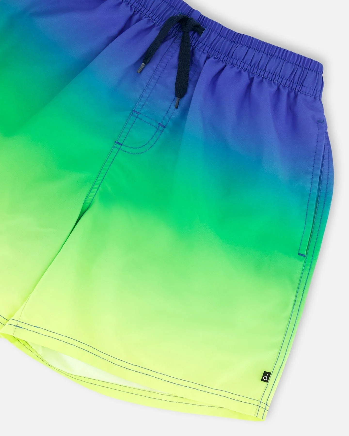 Men's Swim Trunks Blue, Green, And Lime Gradient - Deux par Deux