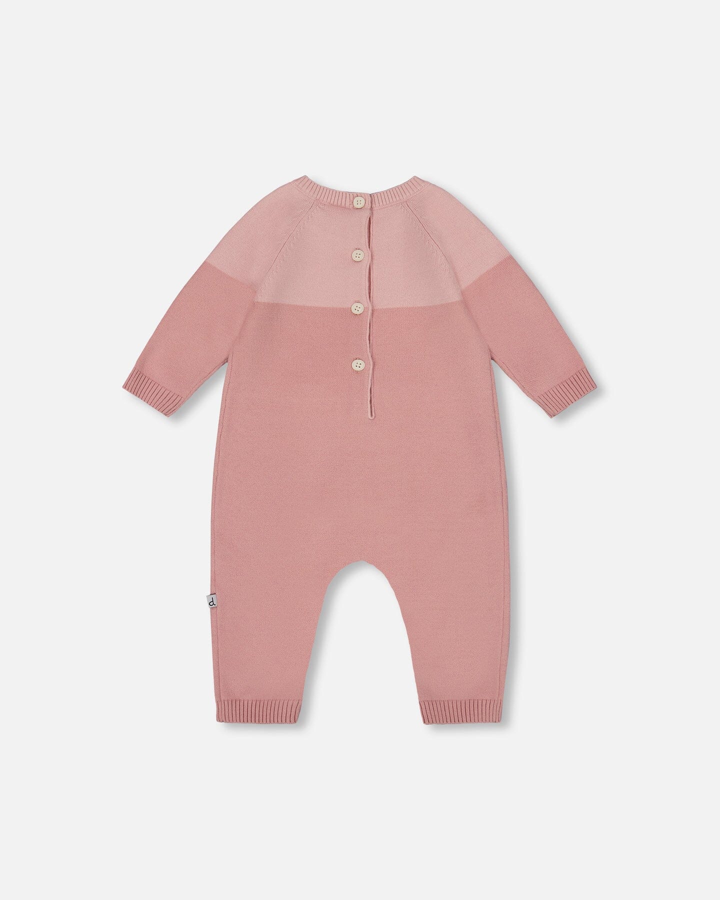 Knitted Bi-Color Cat Romper Old Pink - Deux par Deux