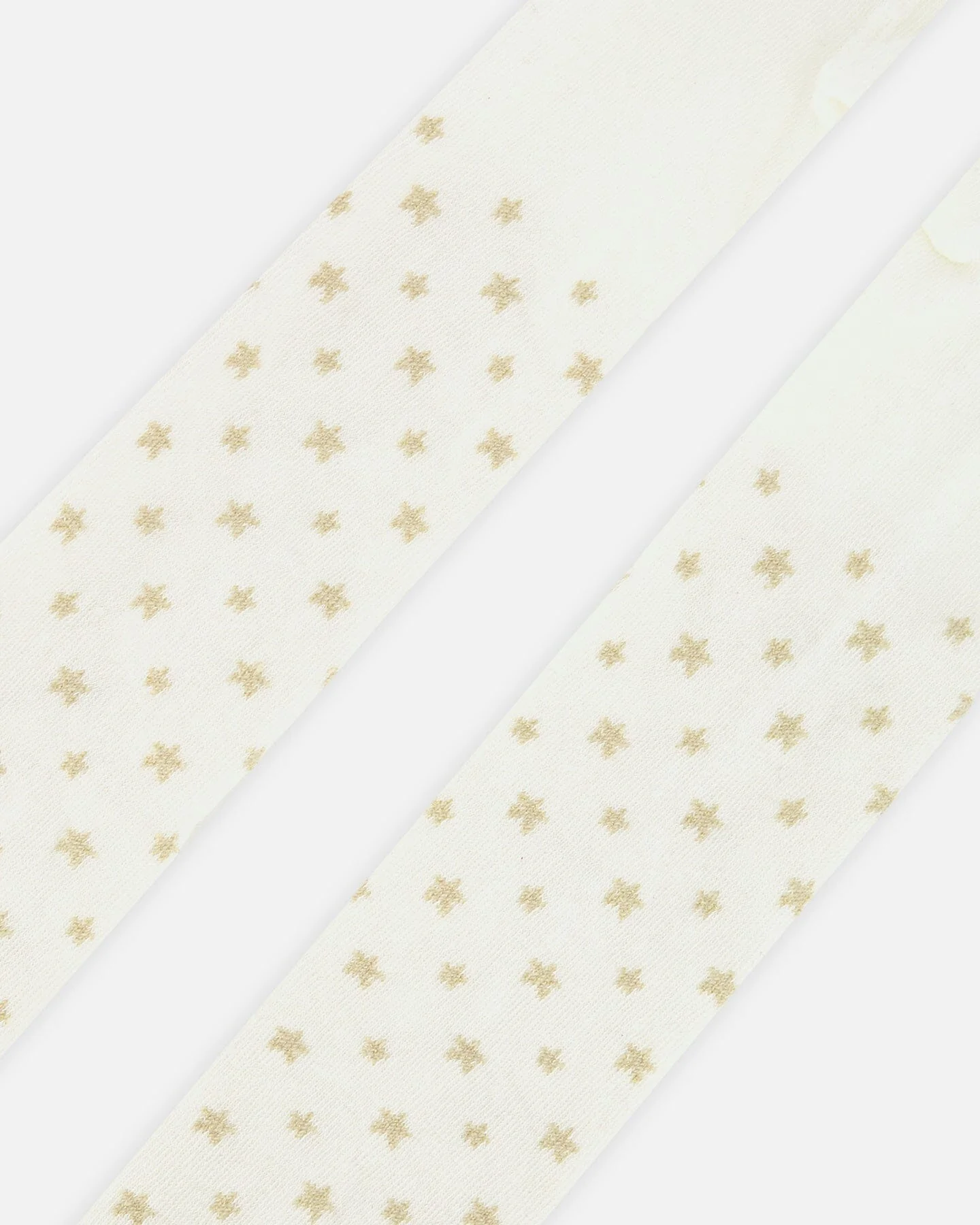 Knit Tights Off-White With Golden Star Pattern - Deux par Deux