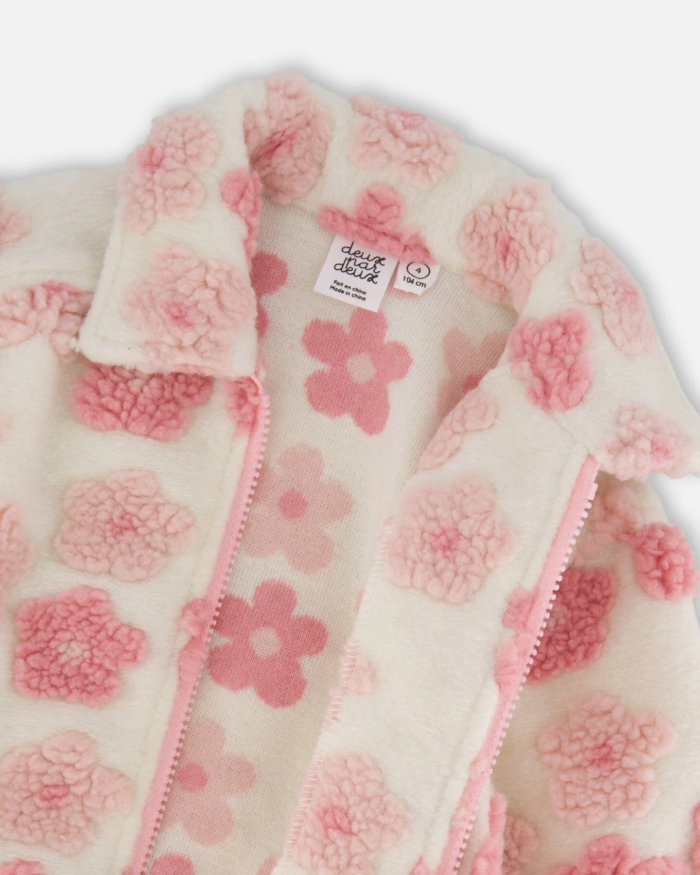 Sherpa Overshirt Off-White And Pink - Deux par Deux