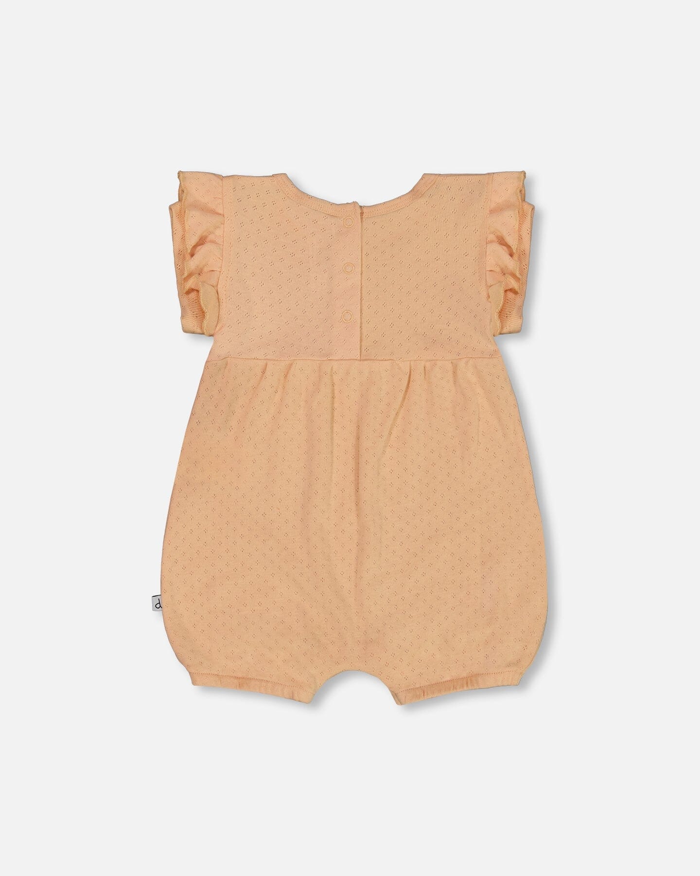 Organic Cotton Pointelle Romper With Frills Beige - Deux par Deux