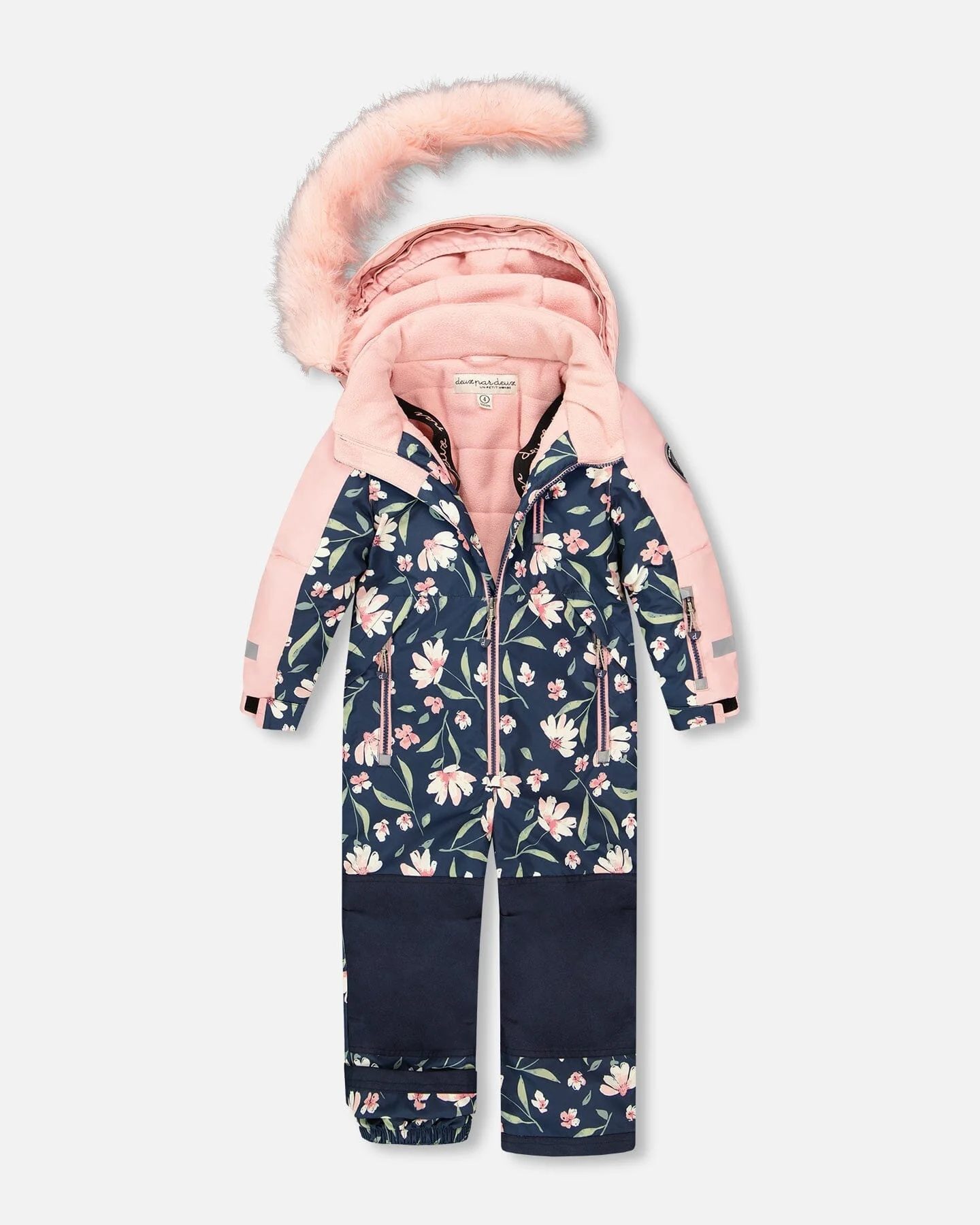 One-Piece Play Snowsuit Navy Flower Print - Deux par Deux