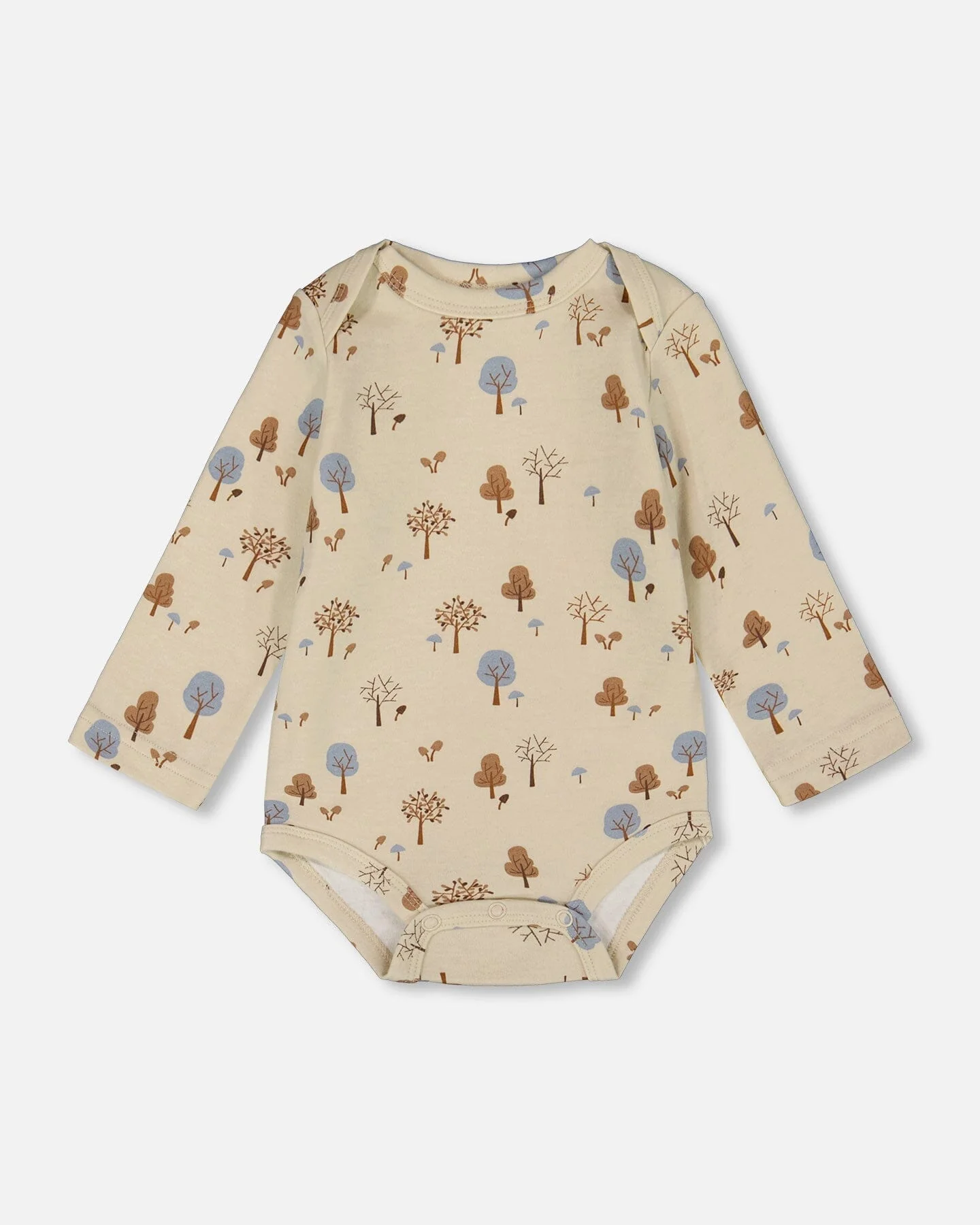Organic Cotton Onesie Beige Tree Print - Deux par Deux