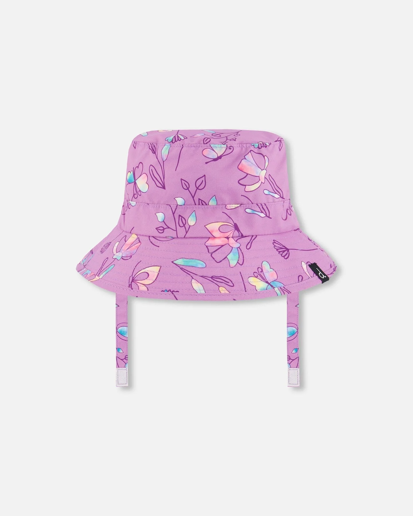 Printed Beach Sun Hat Old Mauve And Multicolored Butterflies - Deux par Deux