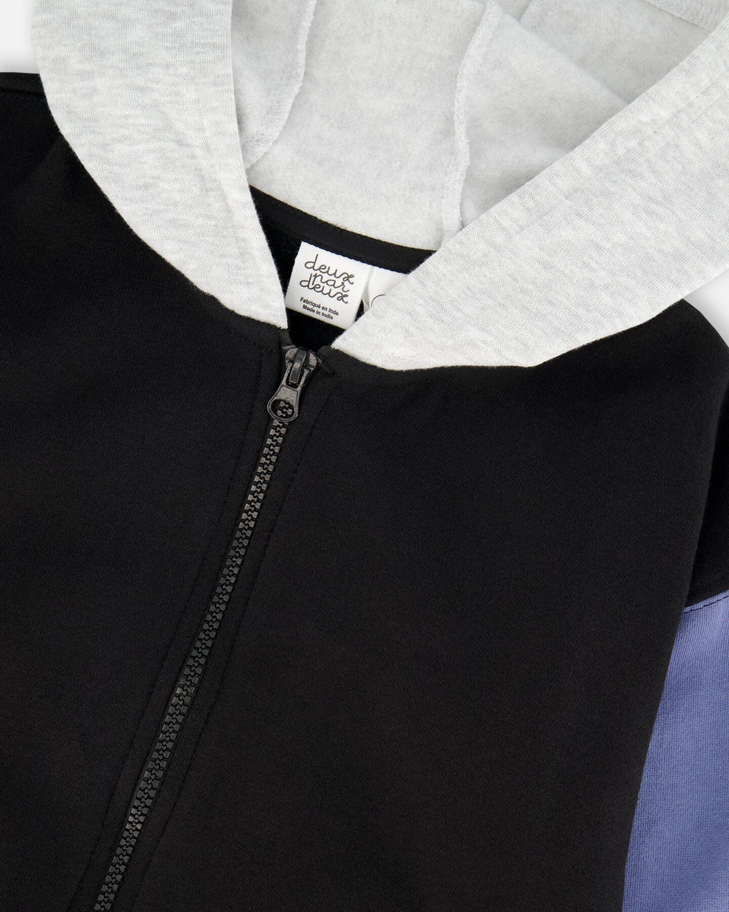 Full Zip Hooded Fleece Jacket Black - Deux par Deux