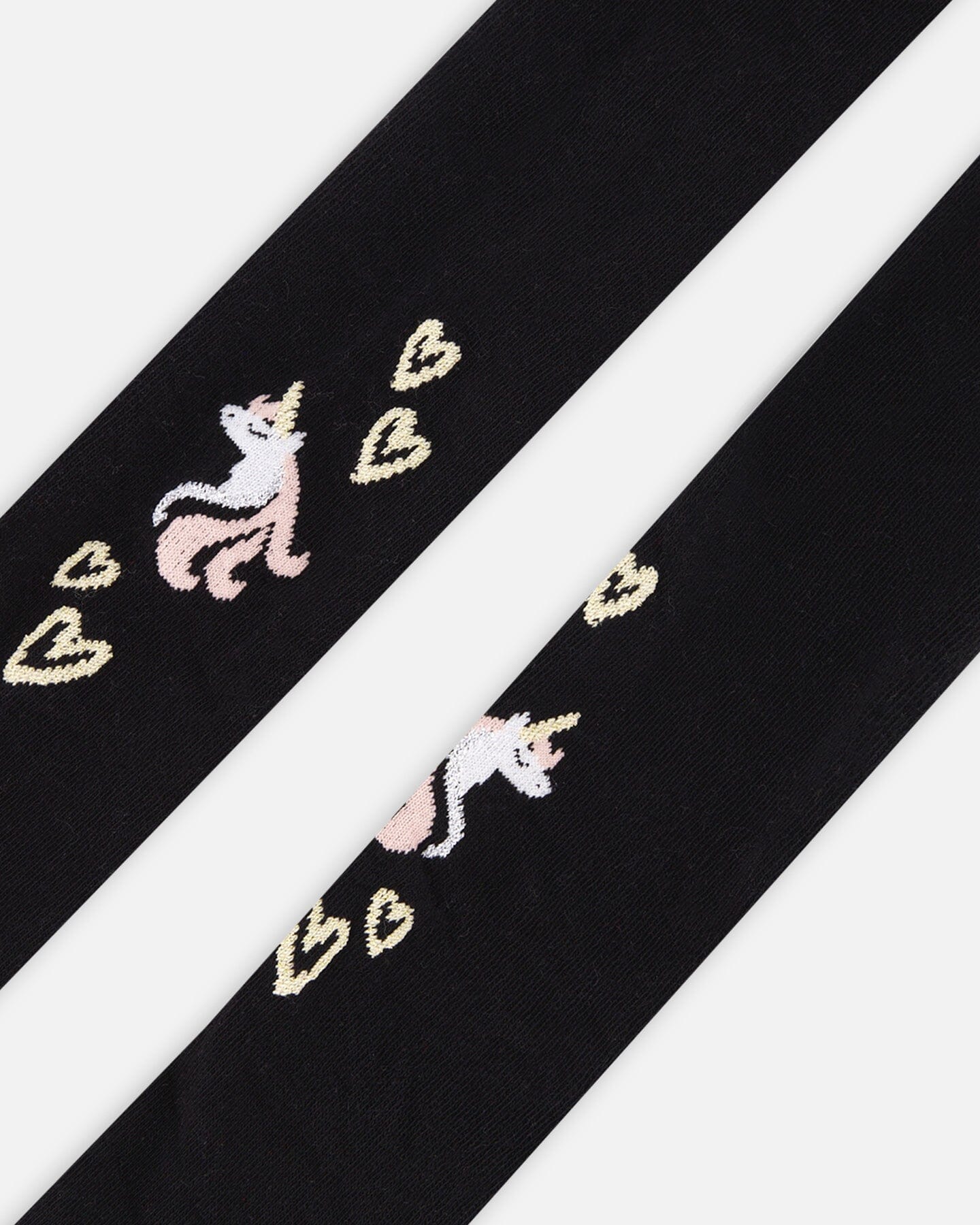 Knit Tights Black With Unicorns And Hearts - Deux par Deux
