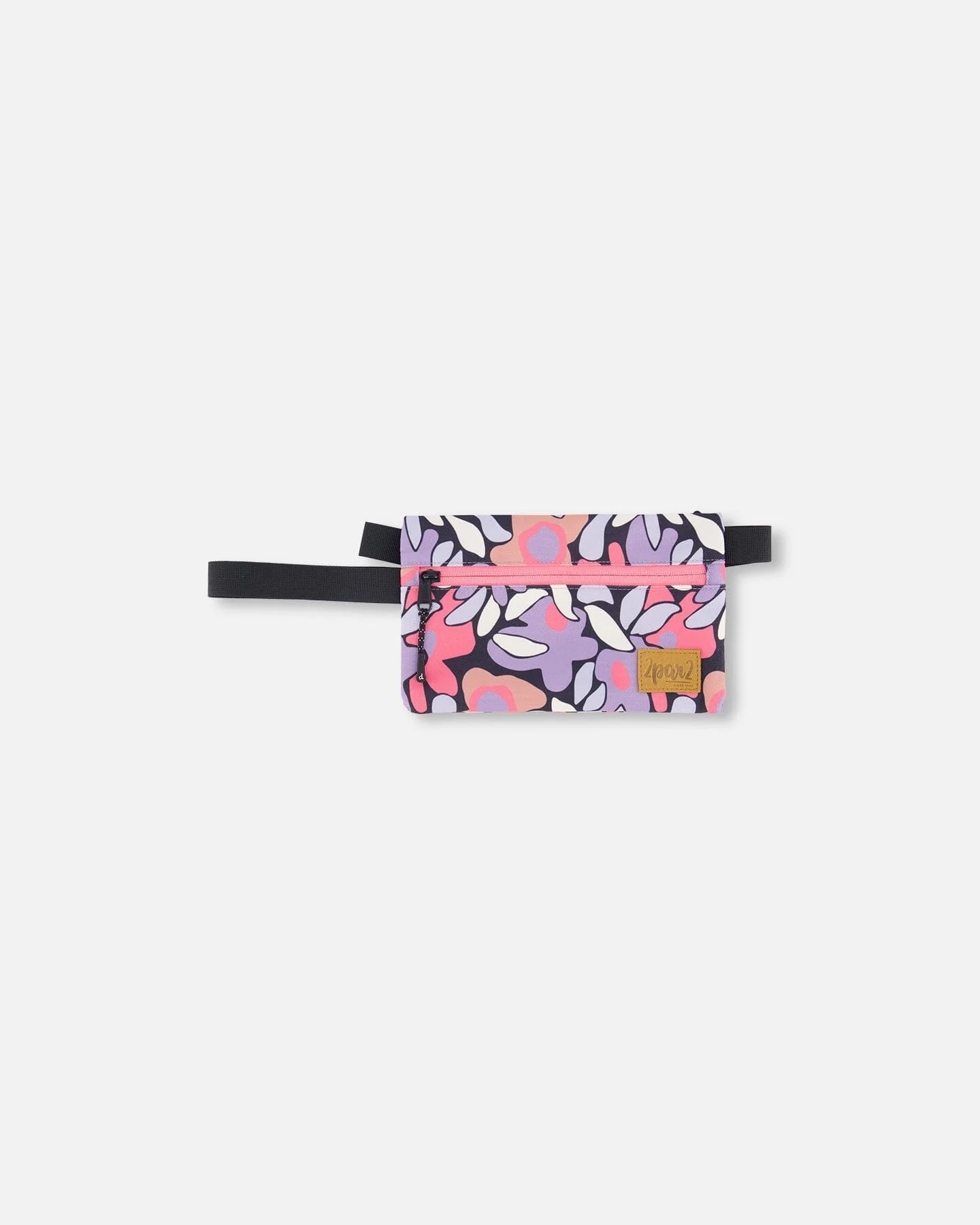 Double Pencil Case Black Retro Flower Print - Deux par Deux