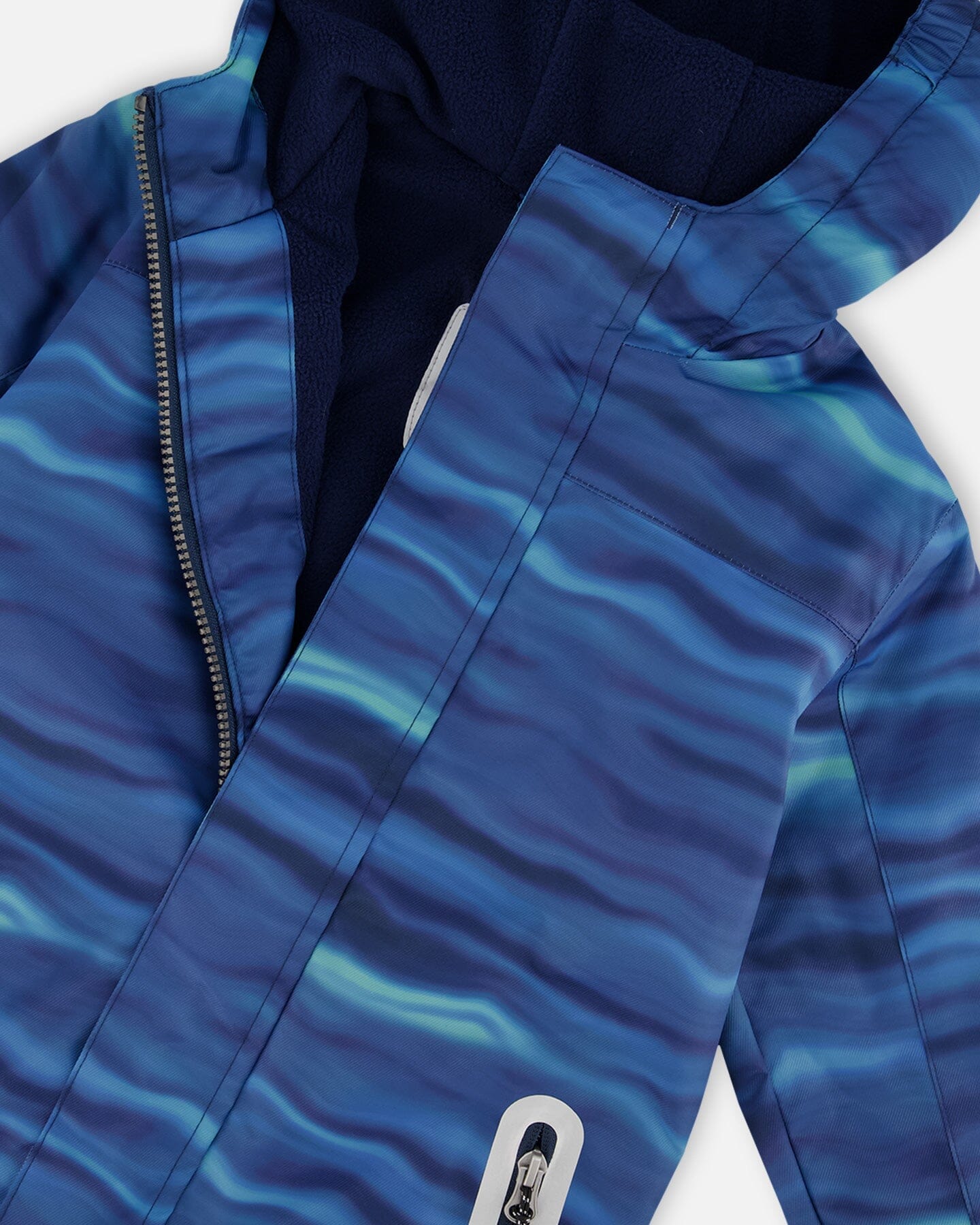 Printed Mid-Season One-Piece Outerwear Blue Wave And Black - Deux par Deux