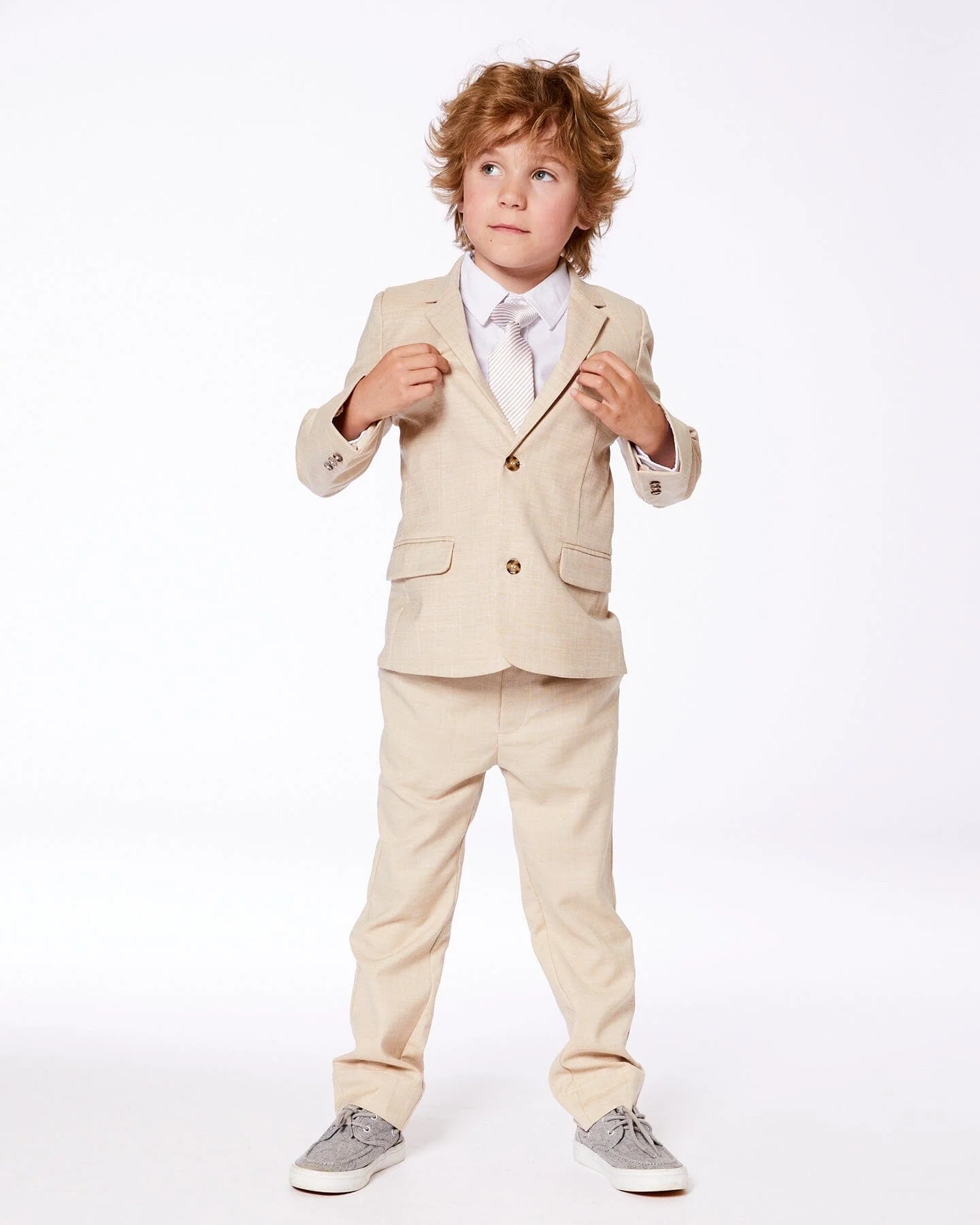 Neck Tie Light Taupe Striped - Deux par Deux