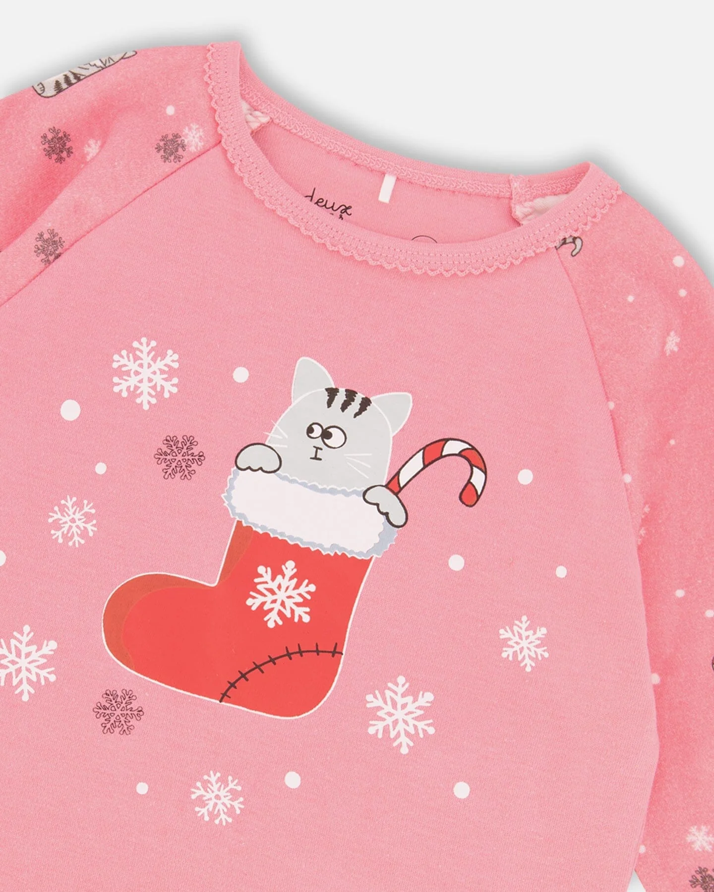 Organic Cotton Two-Piece Pajamas Pink Cat Print - Deux par Deux
