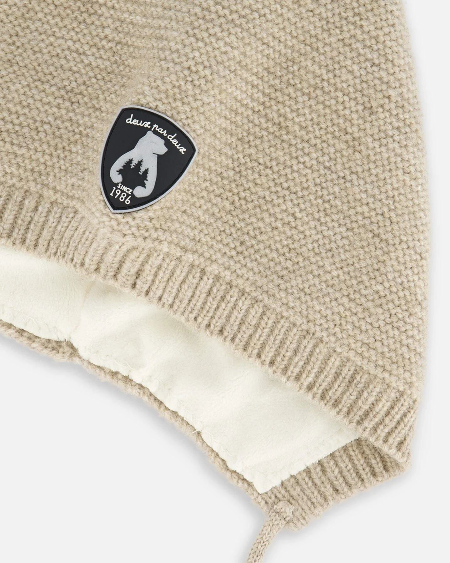 Baby Pointed Knit Hat In Beige - Deux par Deux