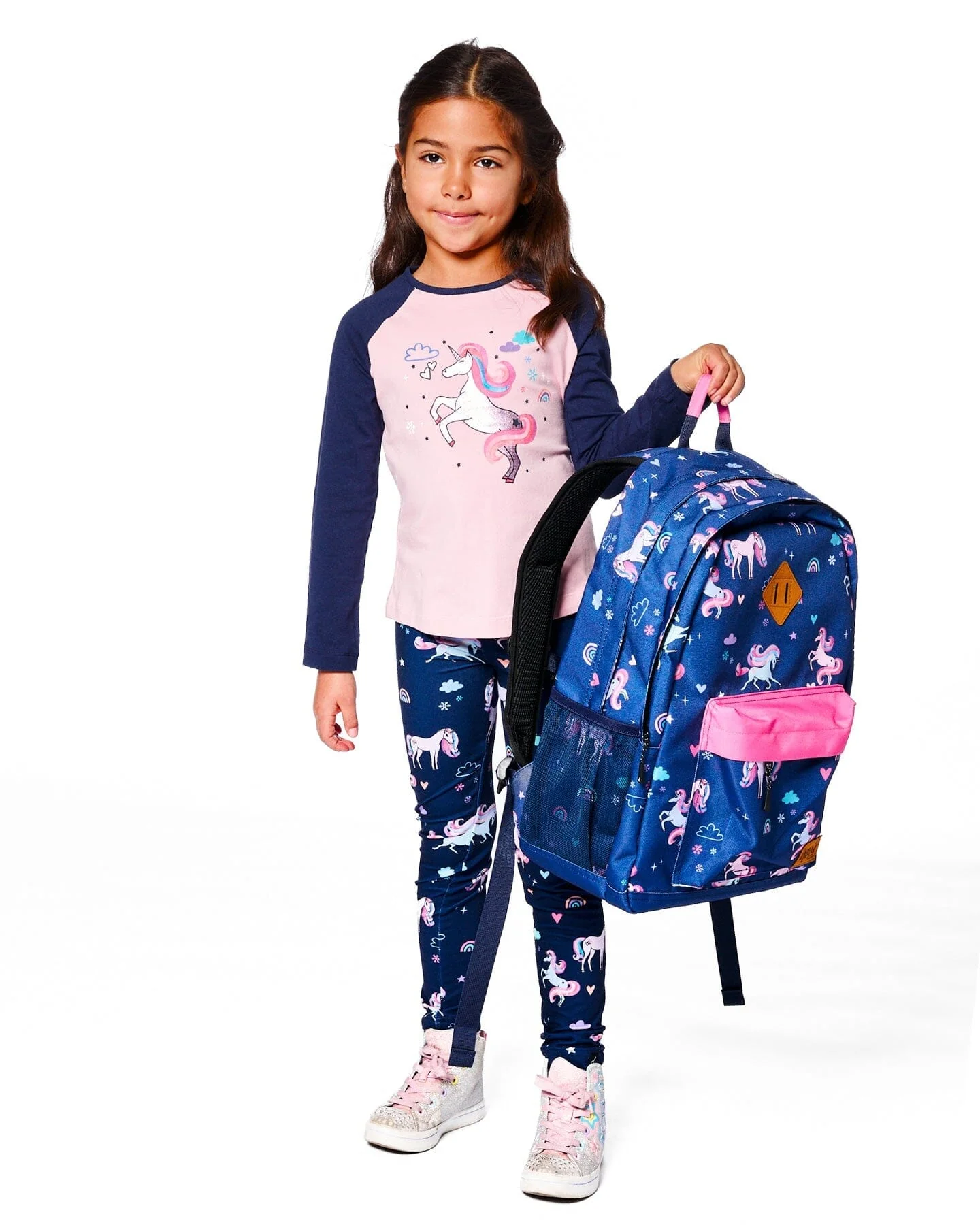 Kids Backpack Navy Unicorn Print - Deux par Deux