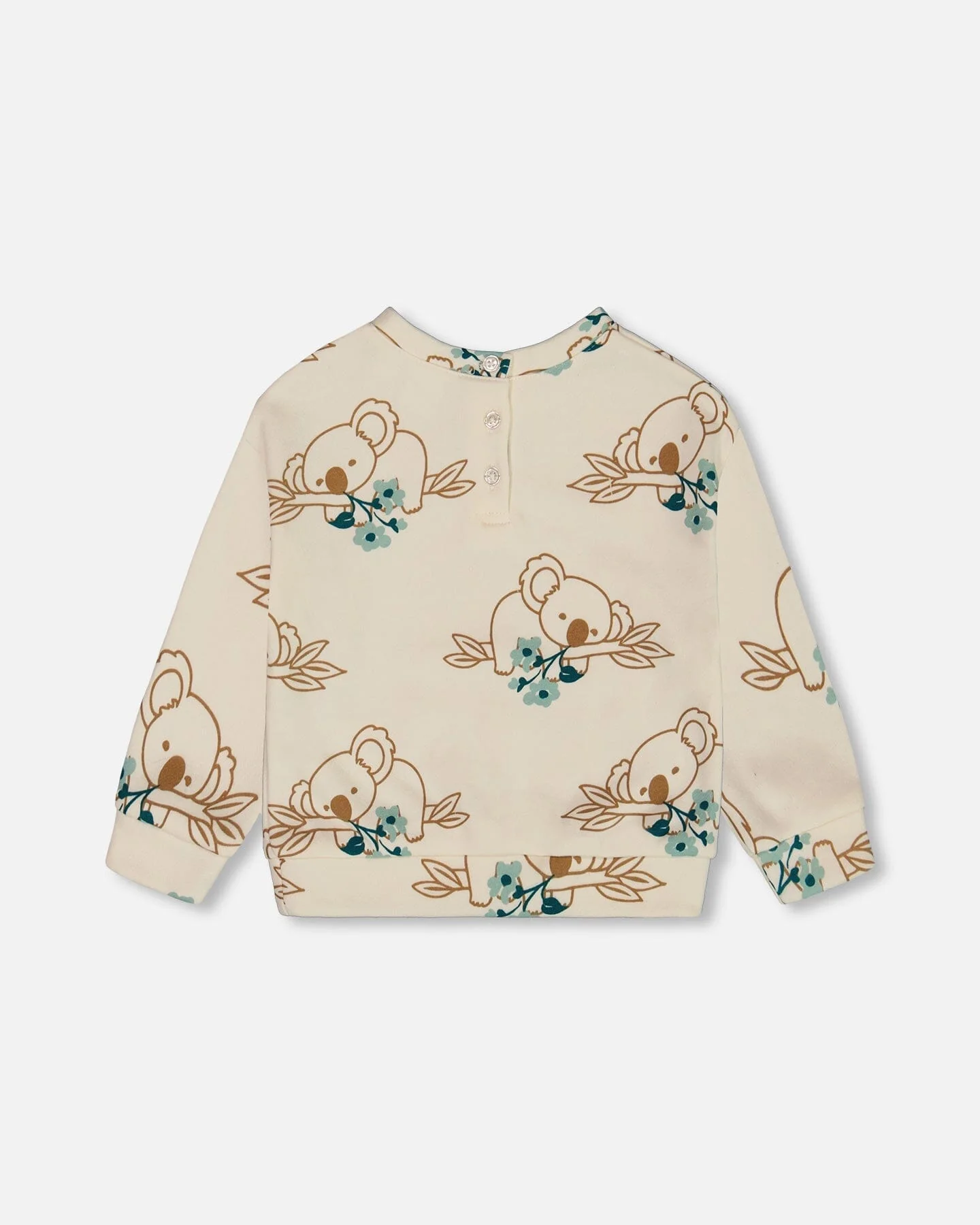 Printed French Terry Sweatshirt Off-White And Koala - Deux par Deux