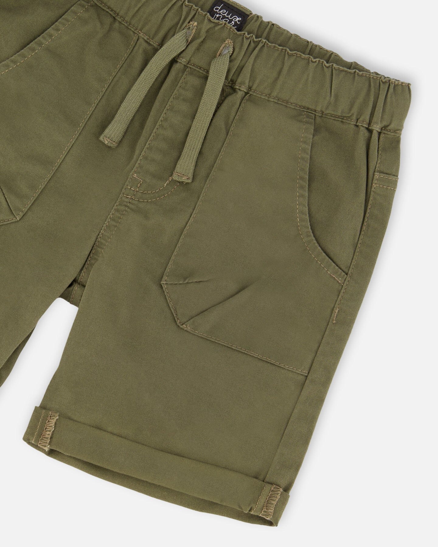 Stretch Twill Short Dark Olive Green - Deux par Deux