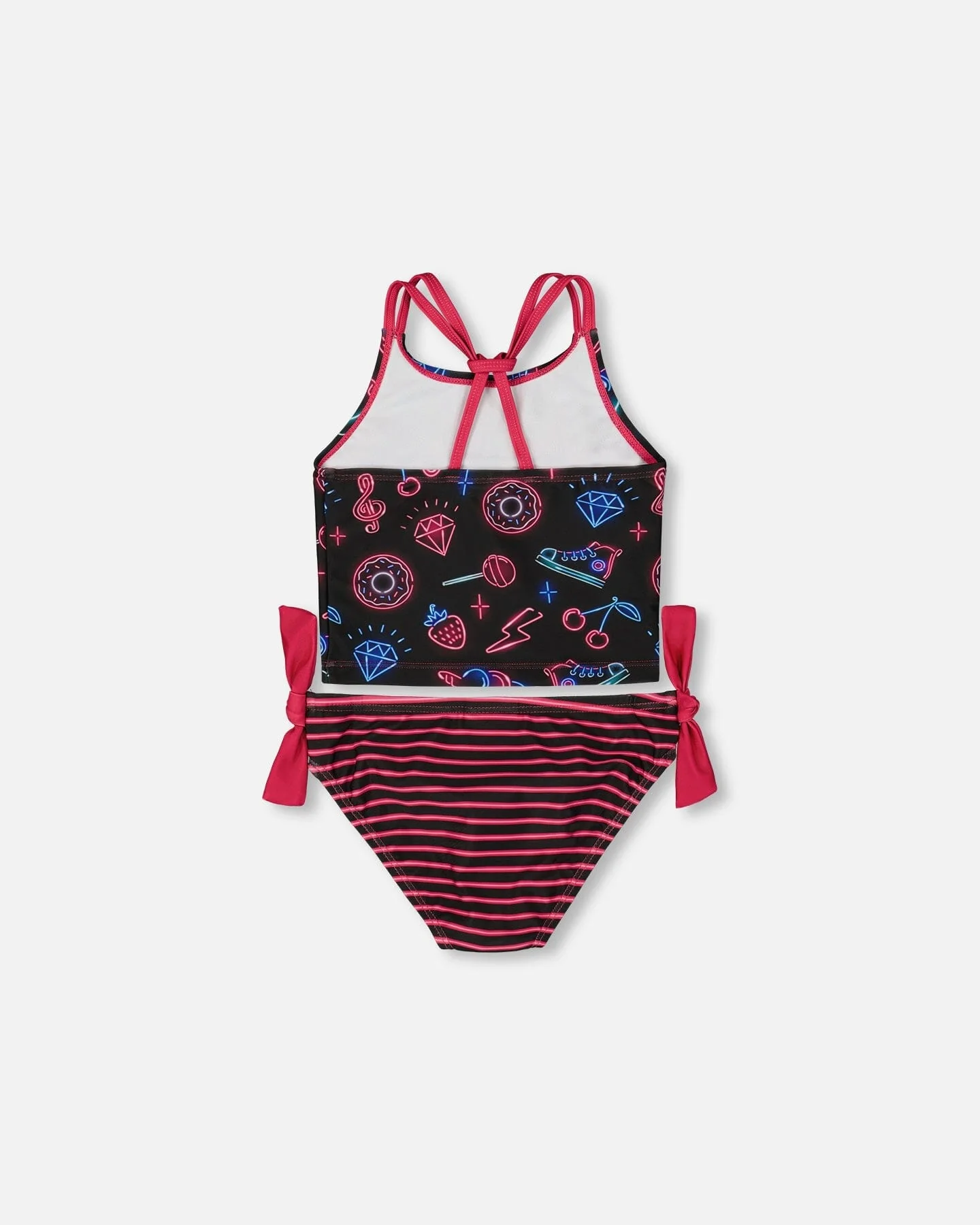 Printed Two-Piece Swimsuit Black And Blue And Pink Items - Deux par Deux