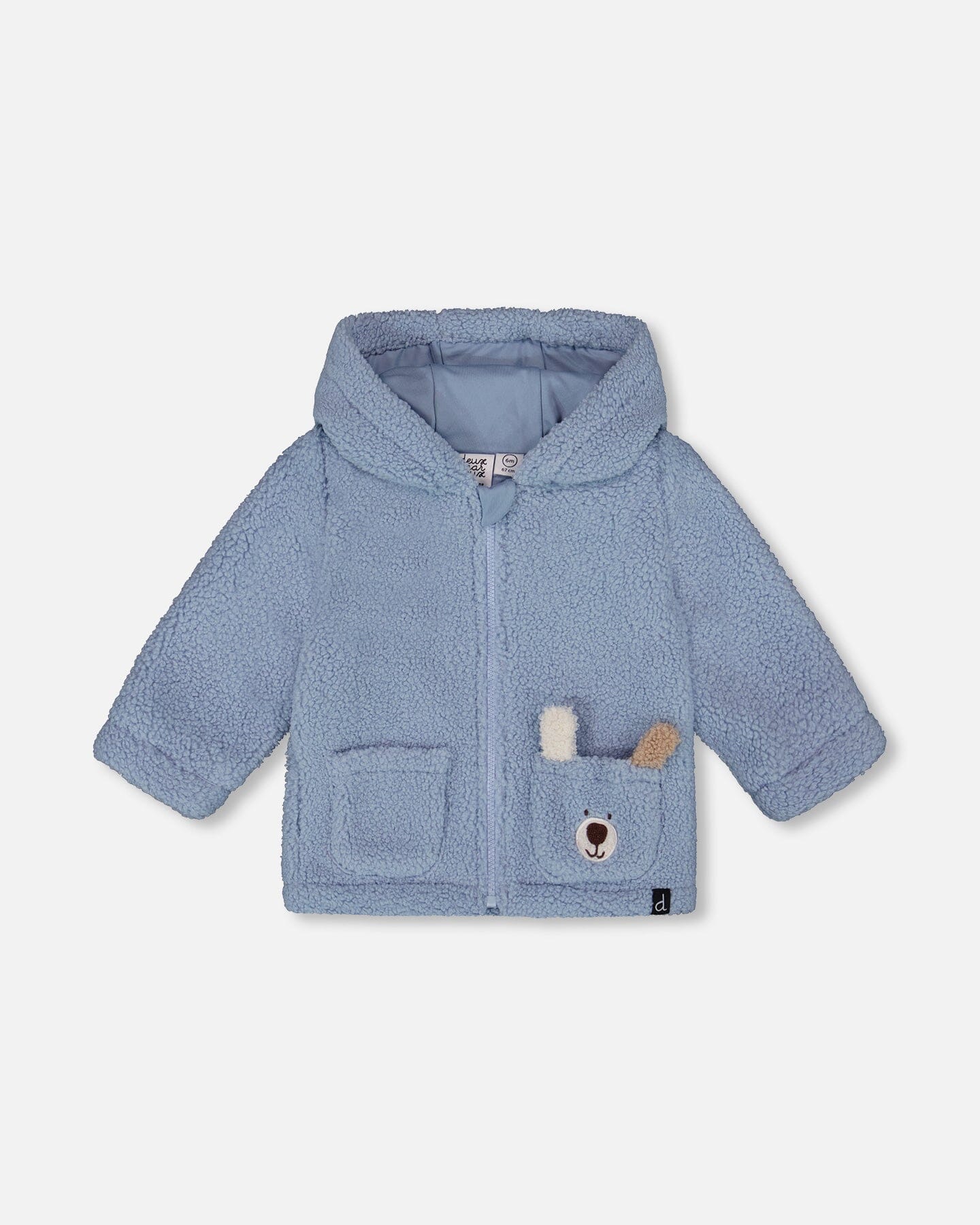 Plush Hooded Jacket Light Blue - Deux par Deux