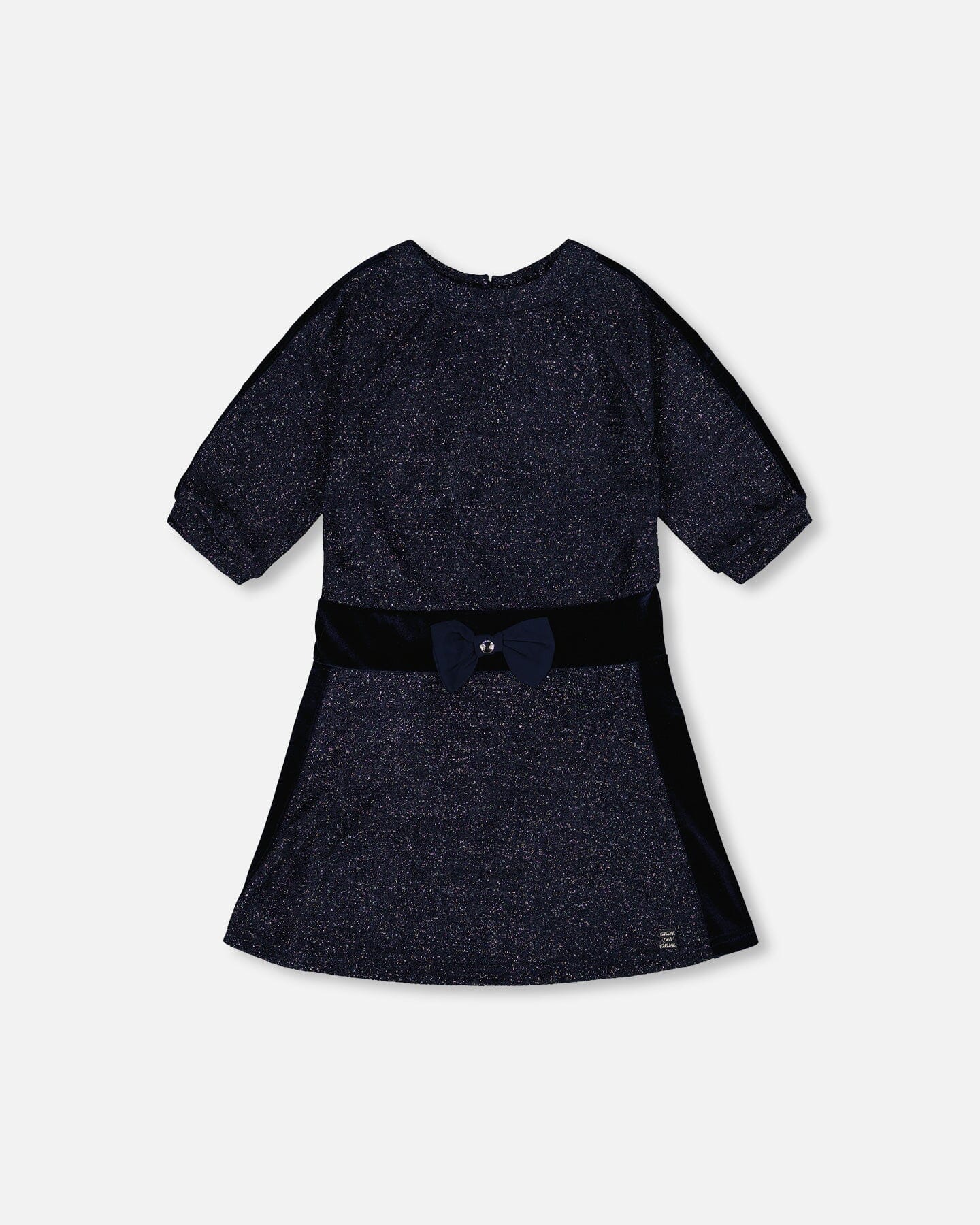 3/4 Sleeve Lurex Dress Navy Blue - Deux par Deux