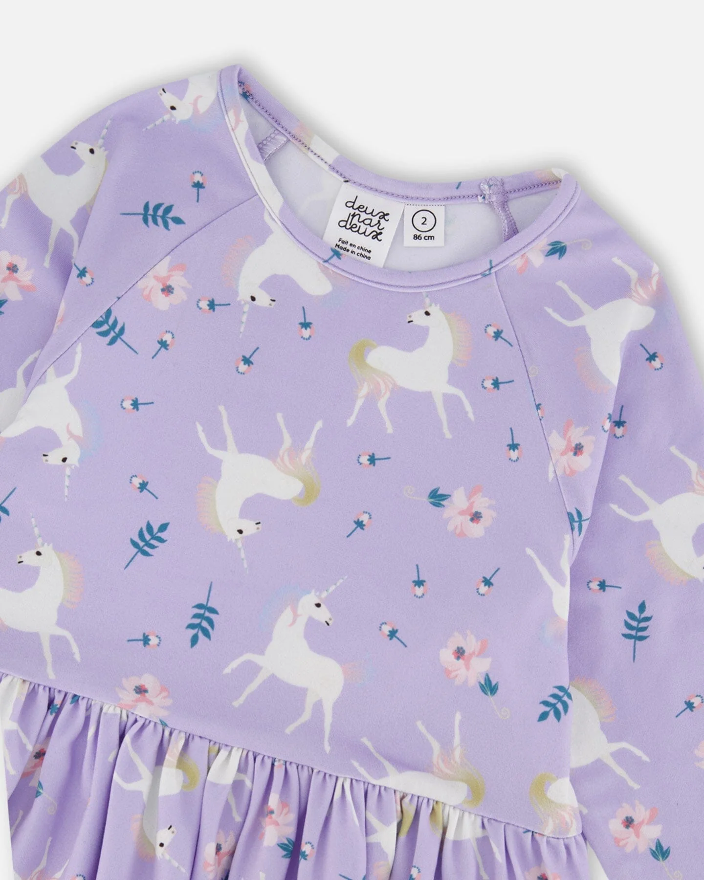 Jersey Dress With Pockets Lilac Unicorn Print - Deux par Deux