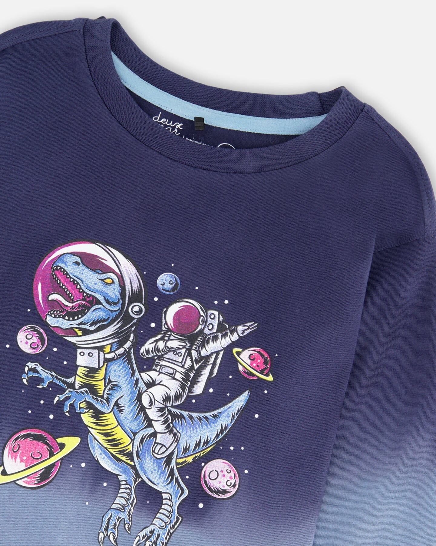 Long Sleeve Organic Cotton Gradient Jersey Tee Blue - Deux par Deux