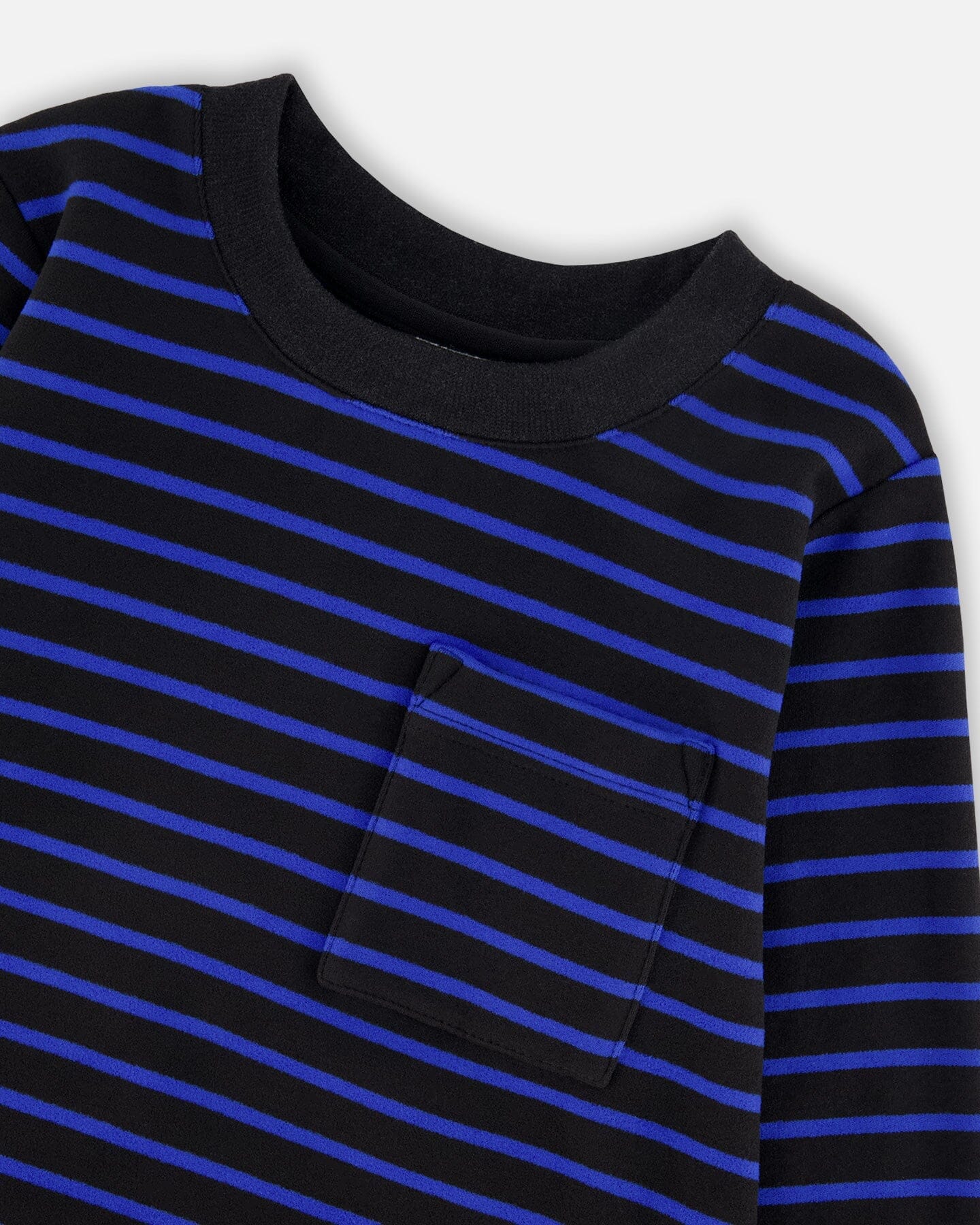 Long Sleeve Brushed Jersey Striped Tee Black - Deux par Deux