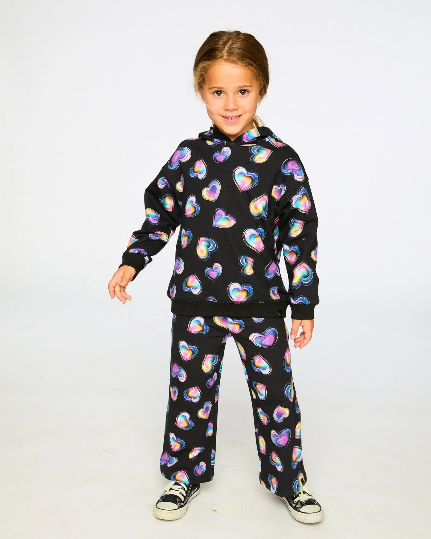 Fleece Hoodie Black And Multicolor - Deux par Deux